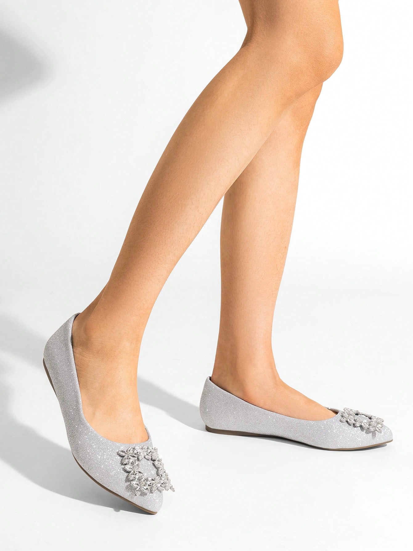 In Silver Women Flats