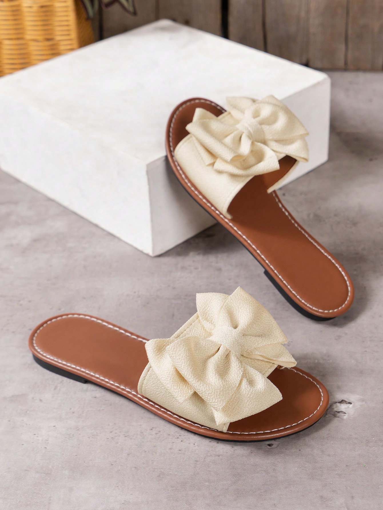 In Beige Women Home Slippers