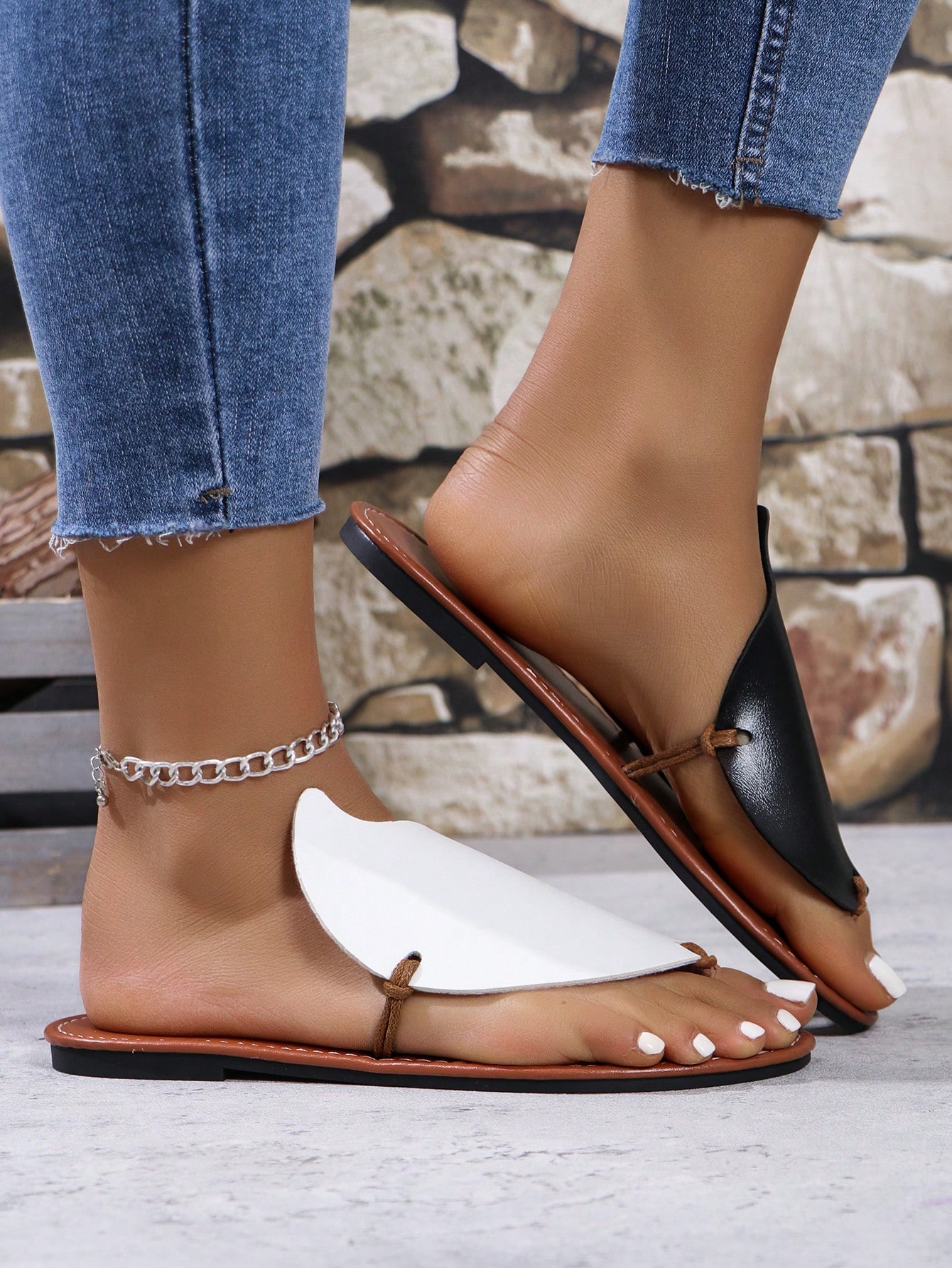 In Black and White Women Sandals