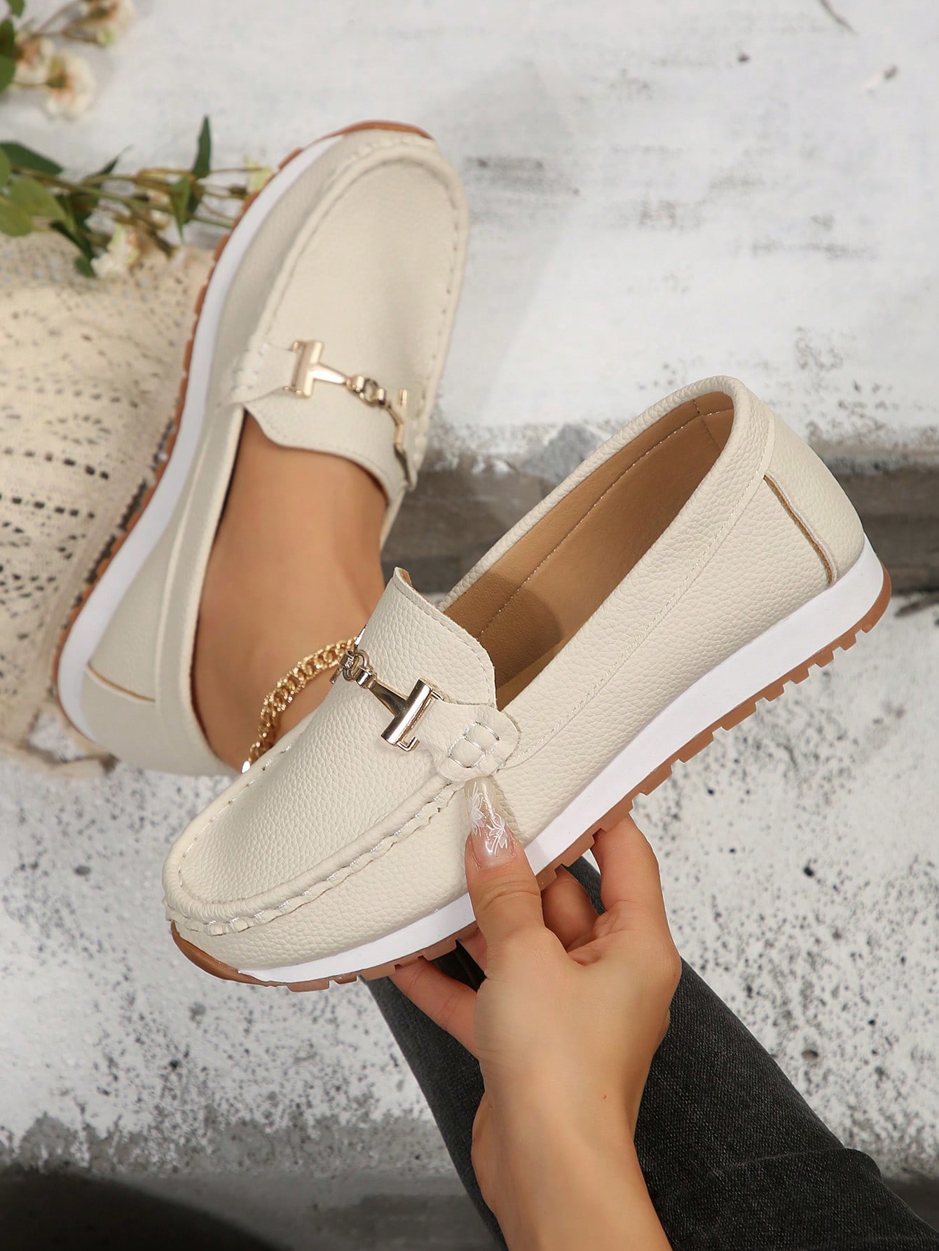 In Beige Women Flats