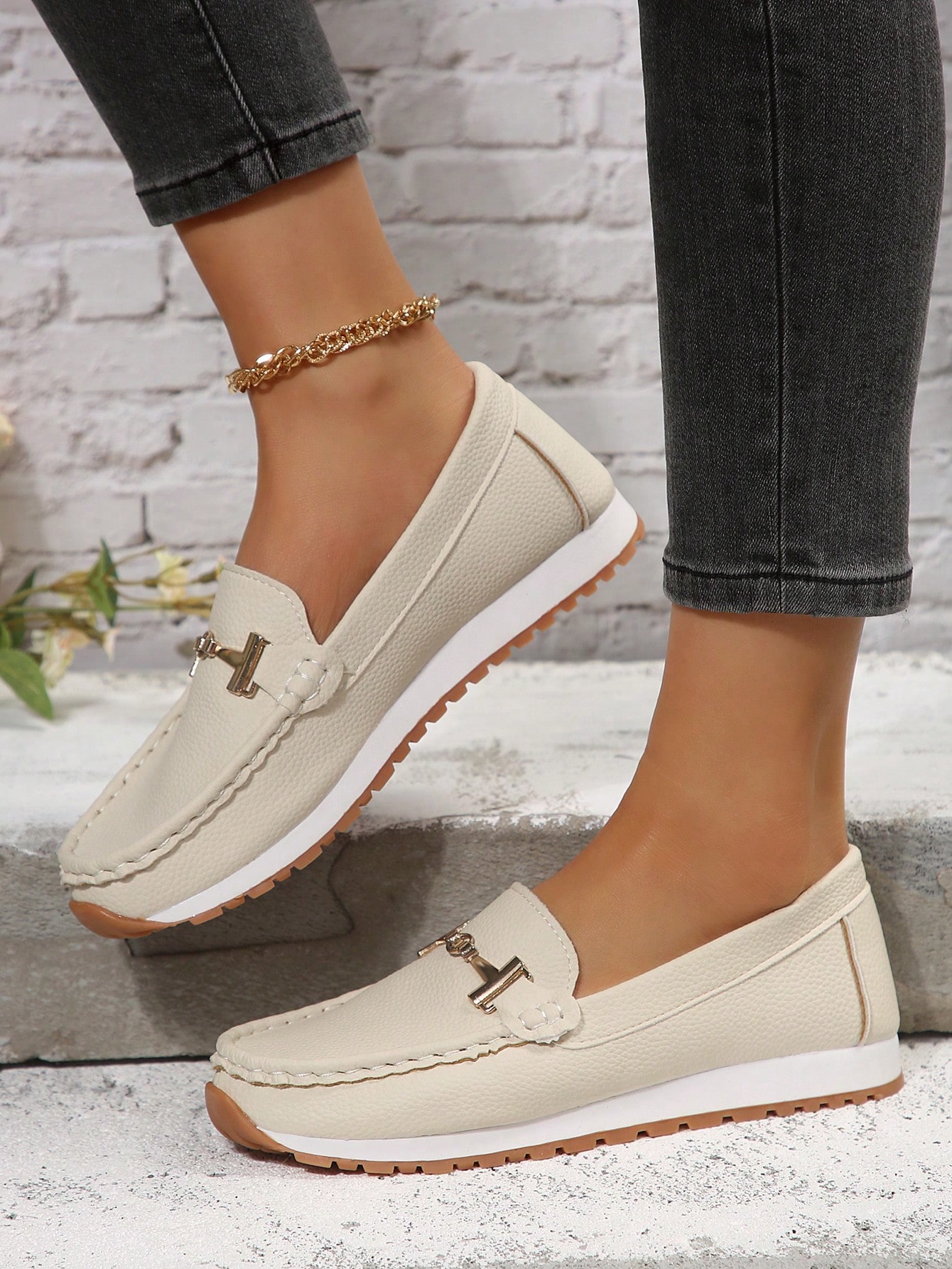 In Beige Women Flats