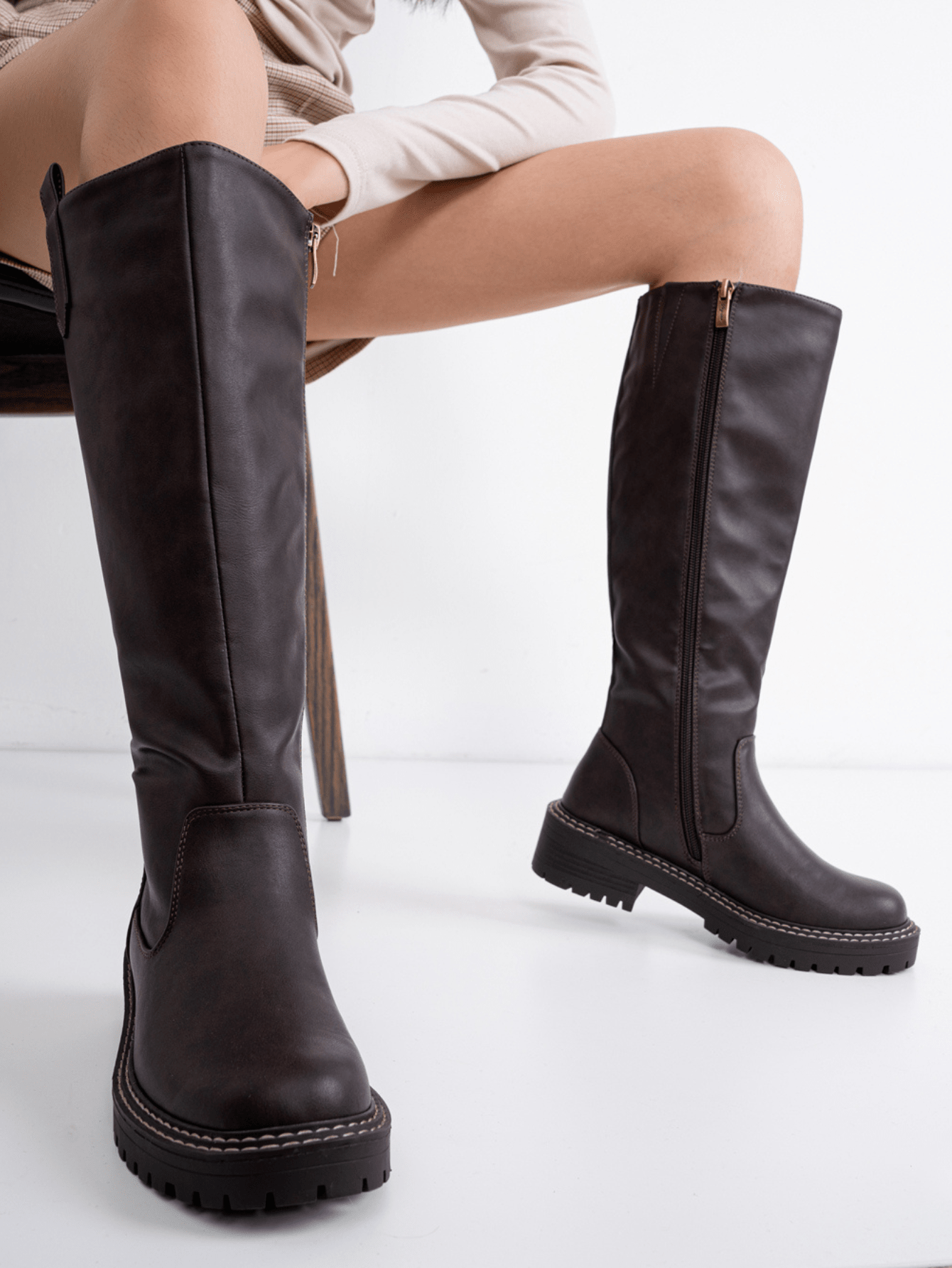 In Brown Women Knee-High Boots