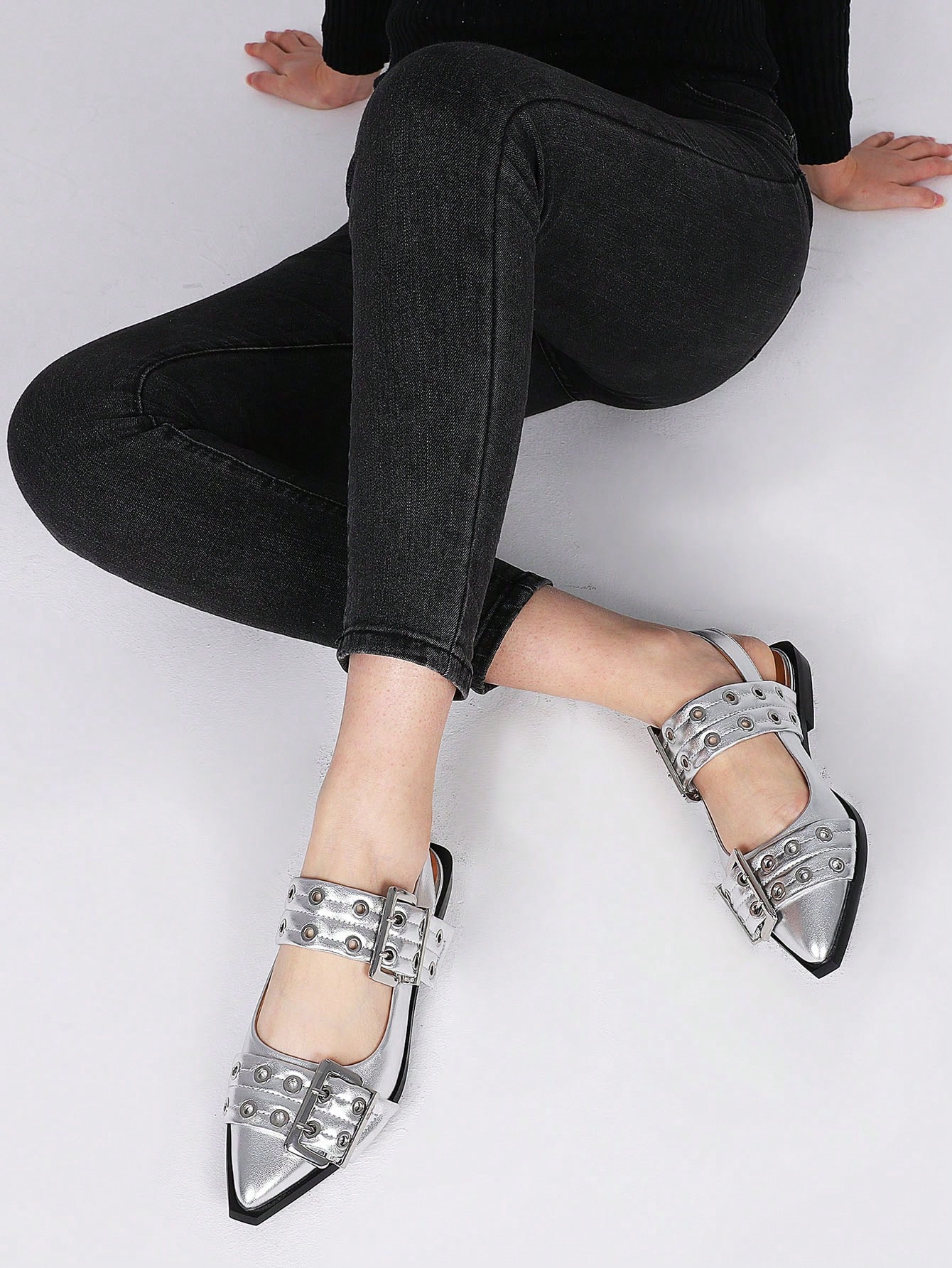 In Silver Women Flats