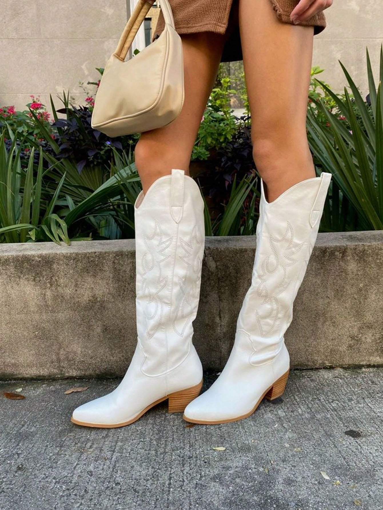 In White Women Mid-Calf Boots