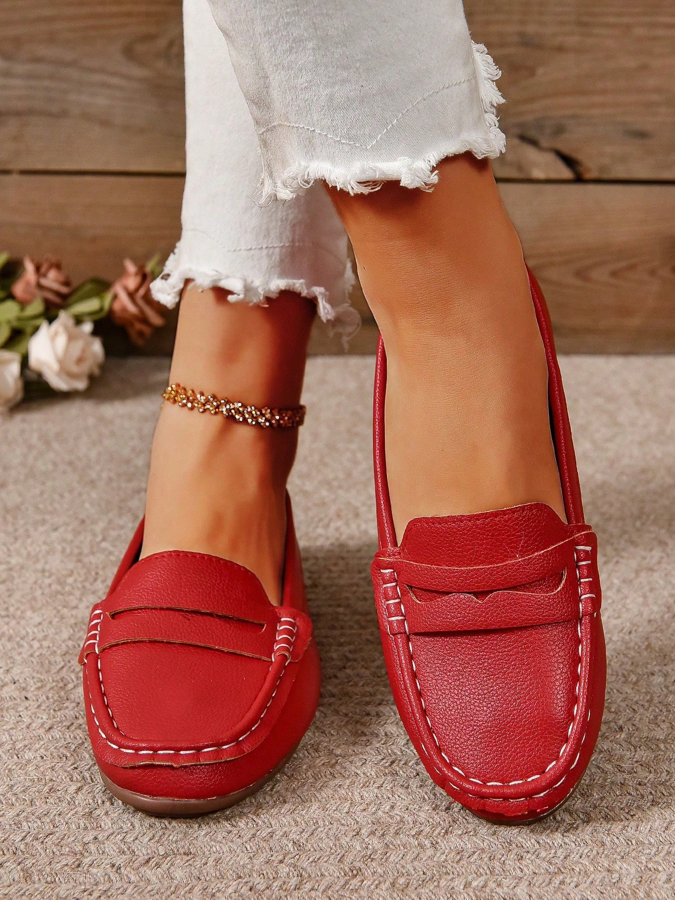 In Burgundy Women Flats