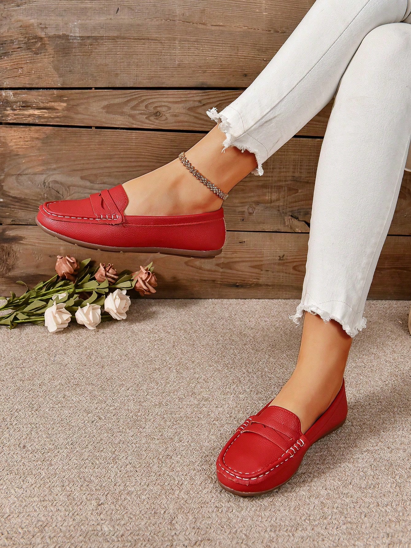 In Burgundy Women Flats