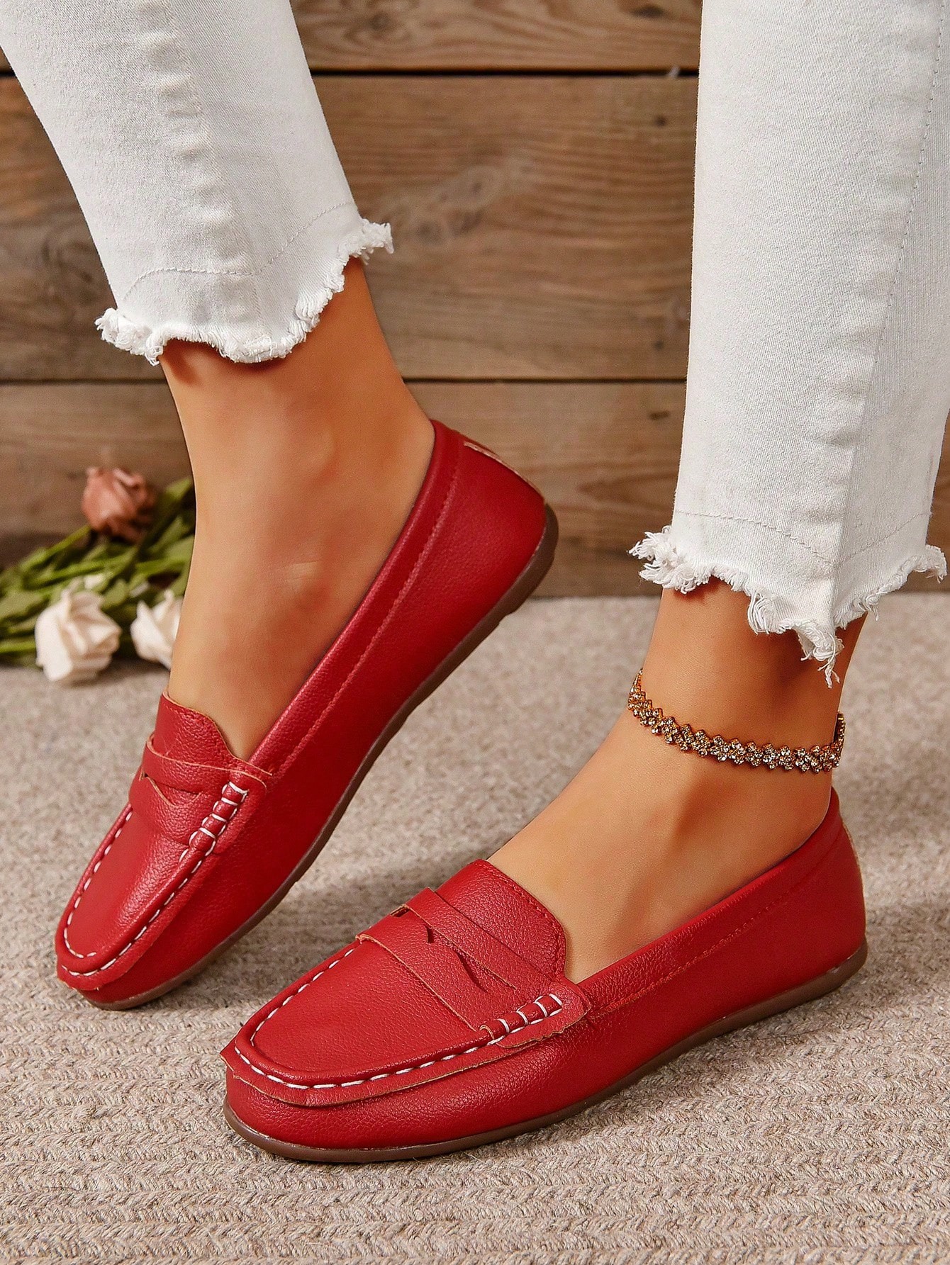 In Burgundy Women Flats