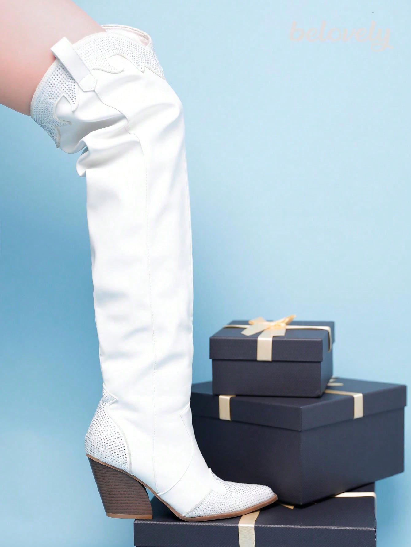 In White Women Over-the-Knee Boots