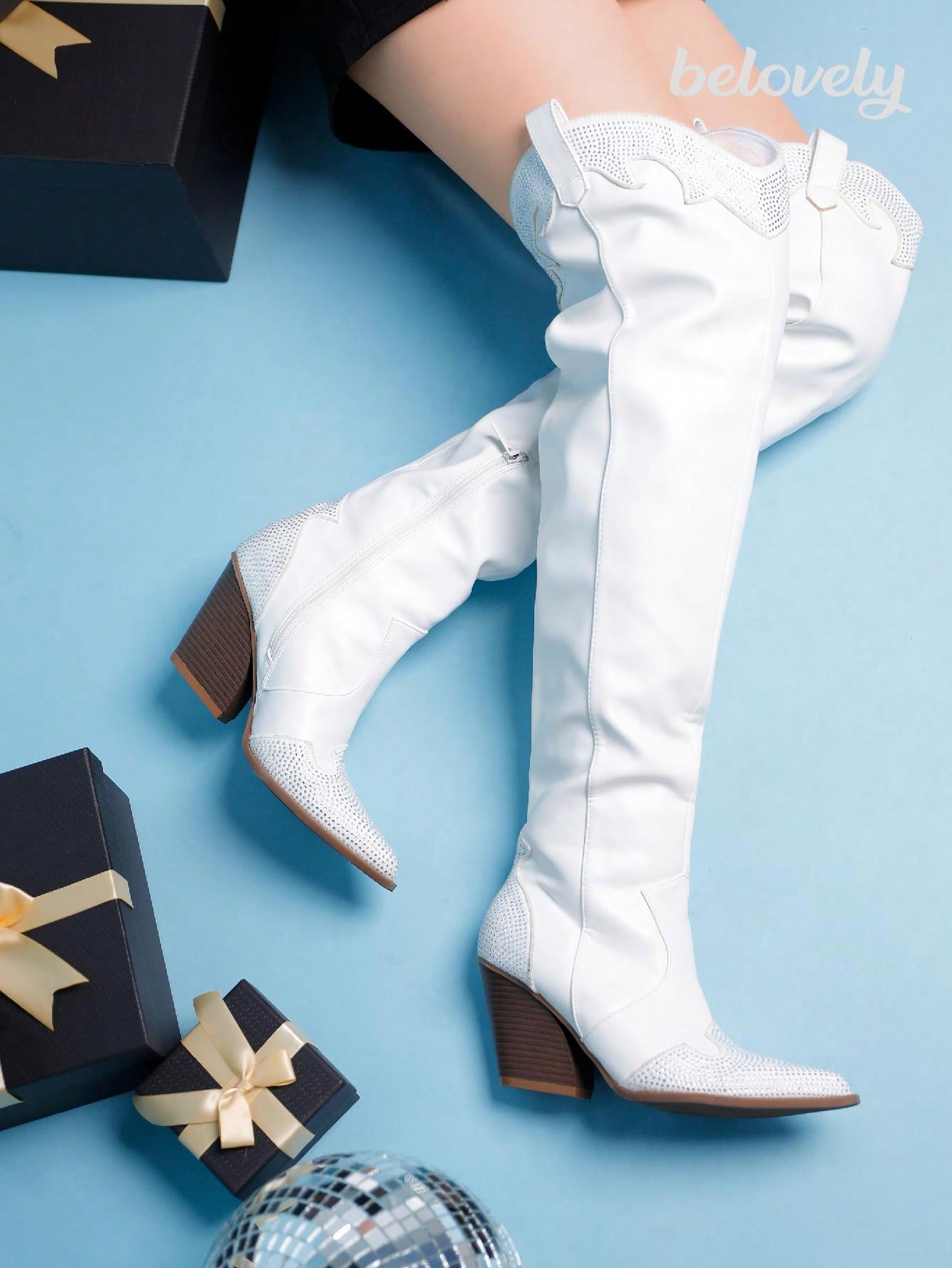 In White Women Over-the-Knee Boots