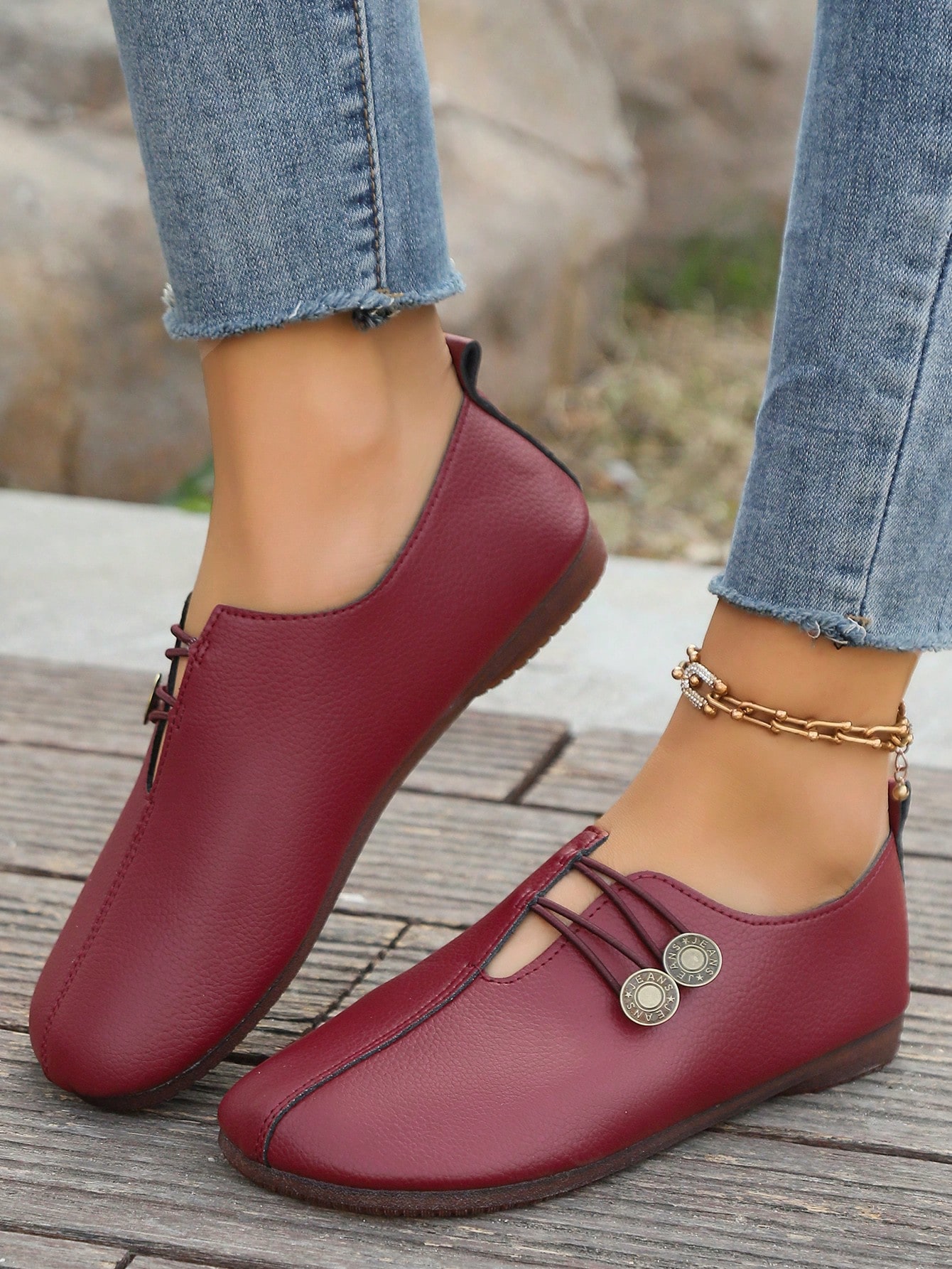 In Burgundy Women Flats