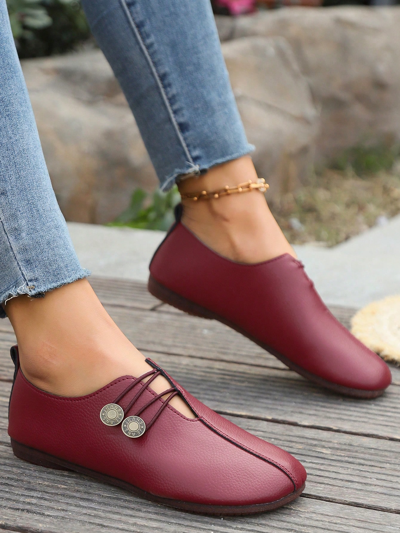 In Burgundy Women Flats