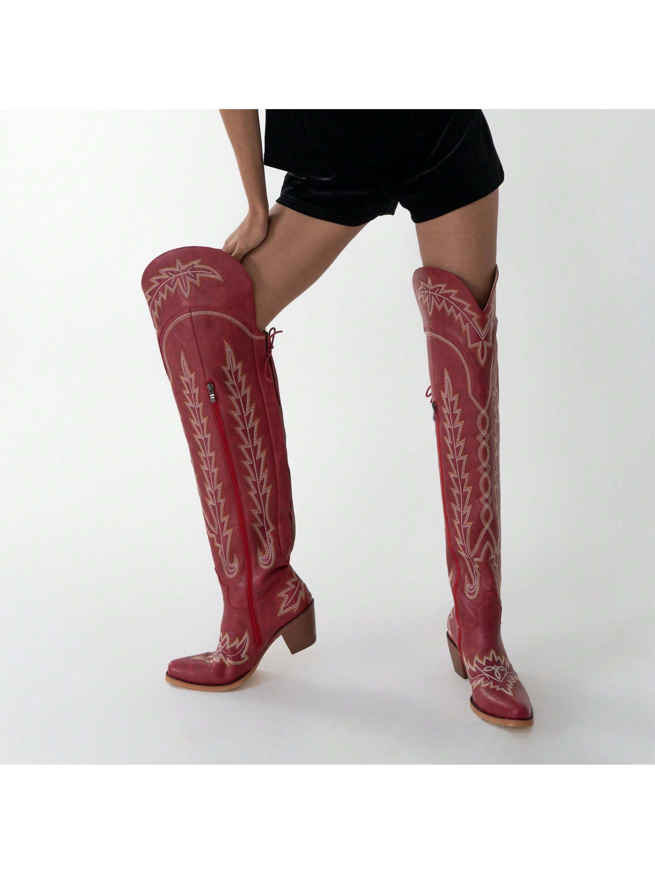 In Red Women Over-the-Knee Boots