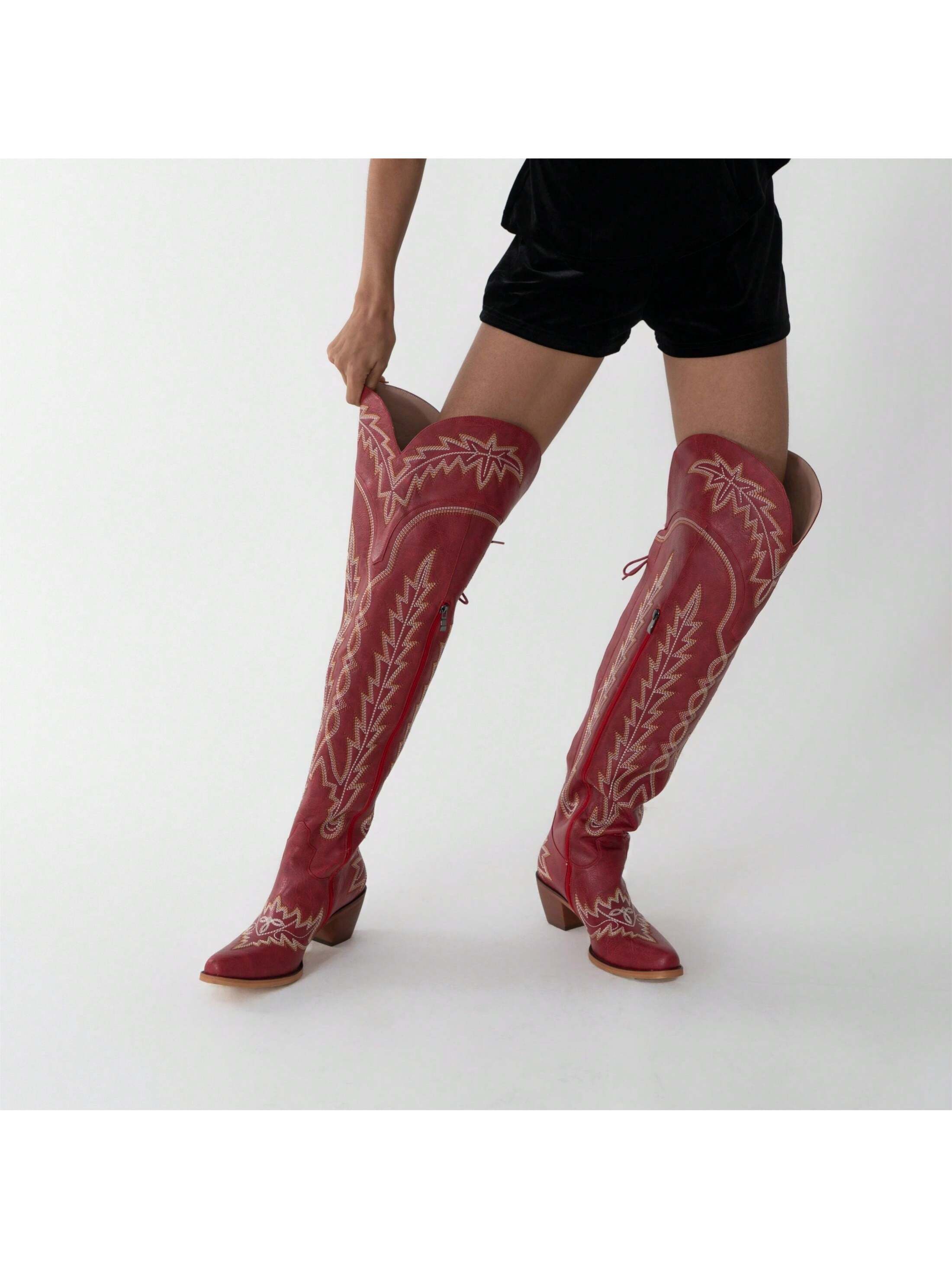 In Red Women Over-the-Knee Boots