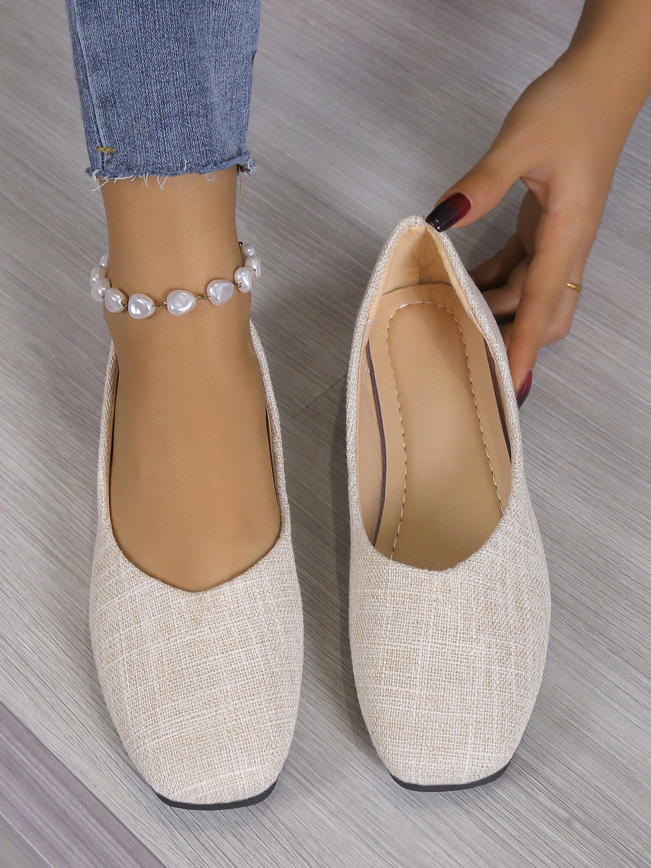 In Beige Women Flats