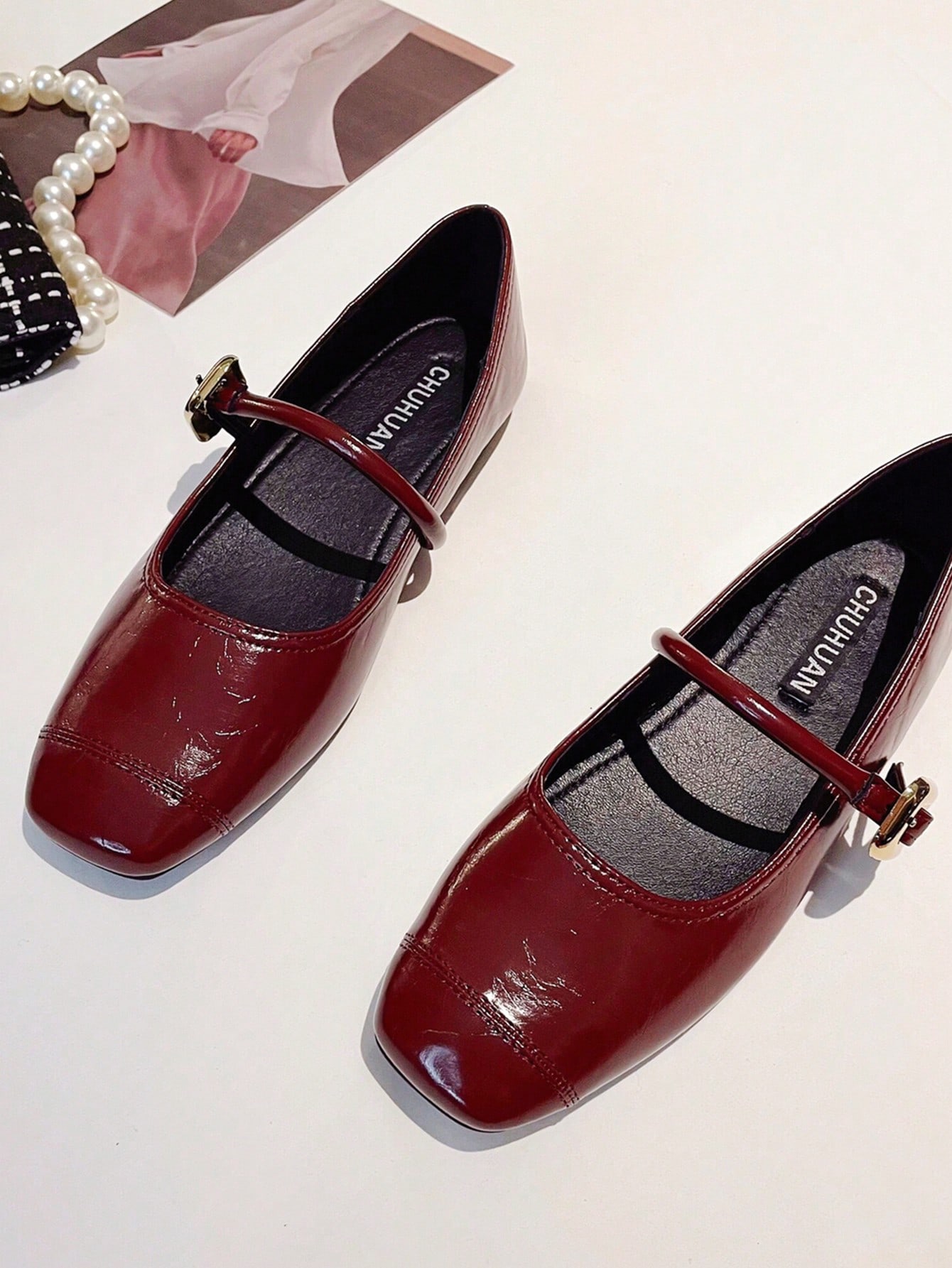 In Burgundy Women Flats