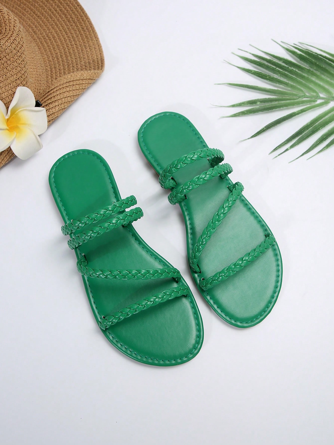 In Green Women Flat Sandals