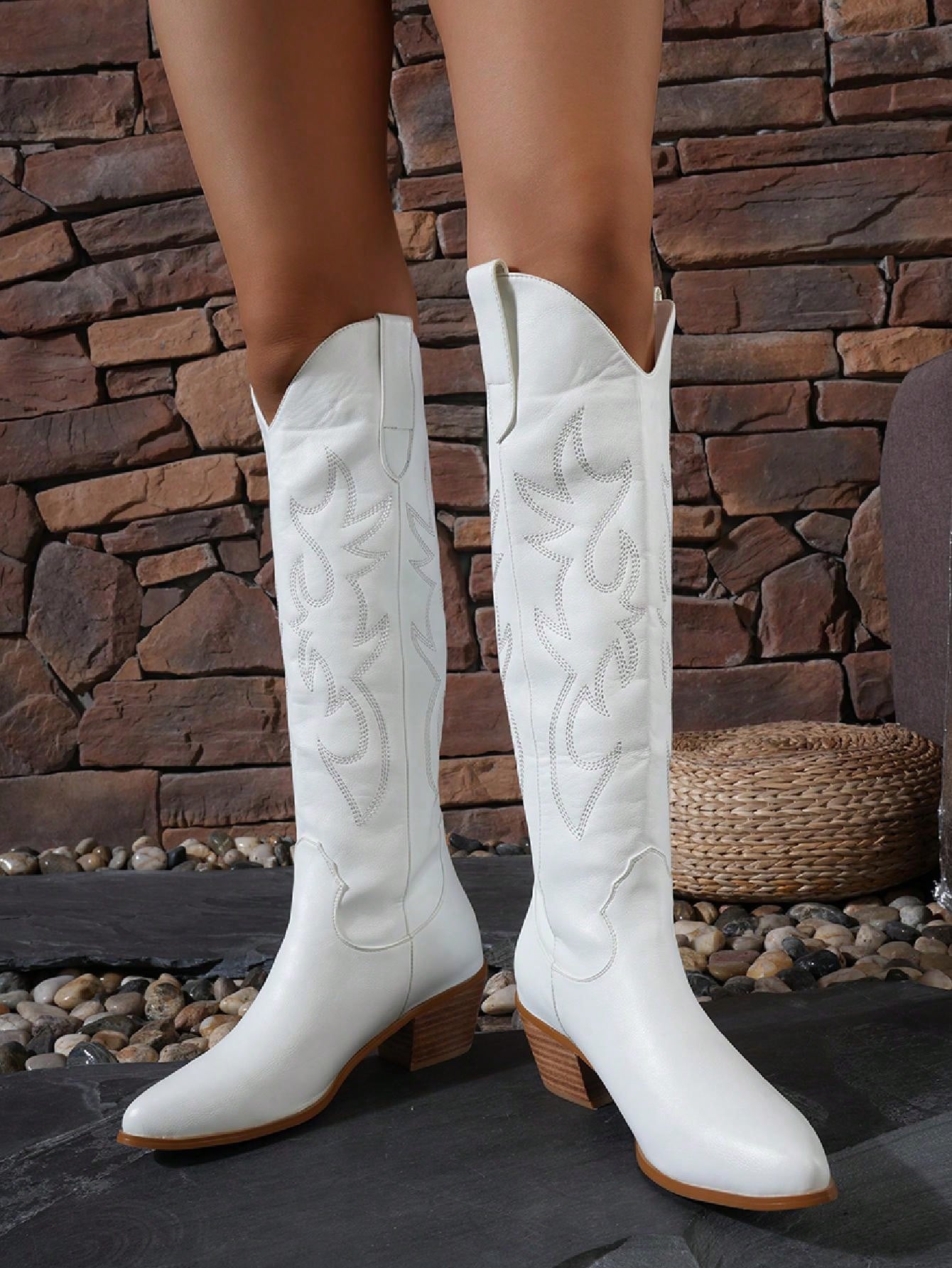 In White Women Knee-High Boots