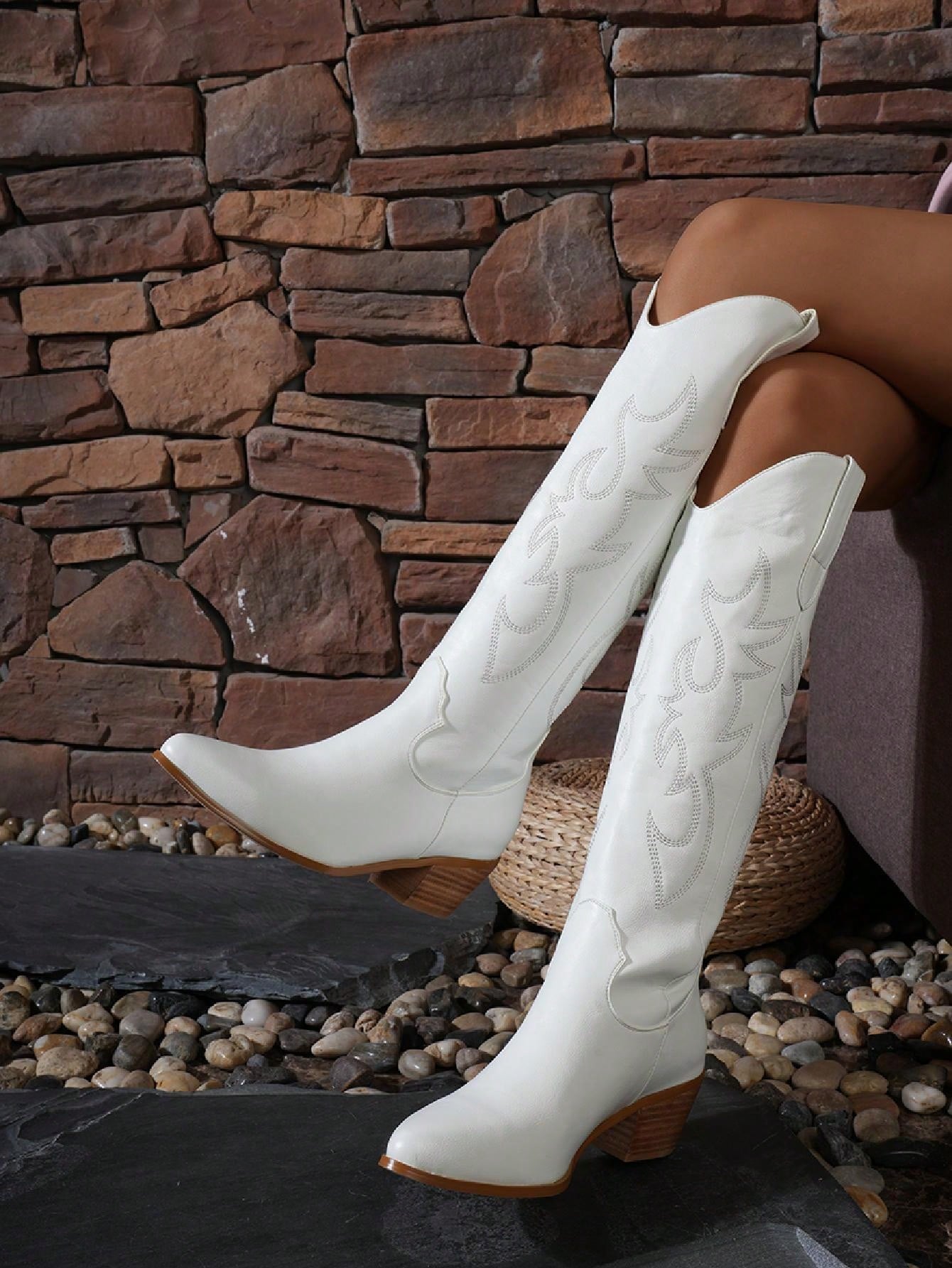 In White Women Knee-High Boots