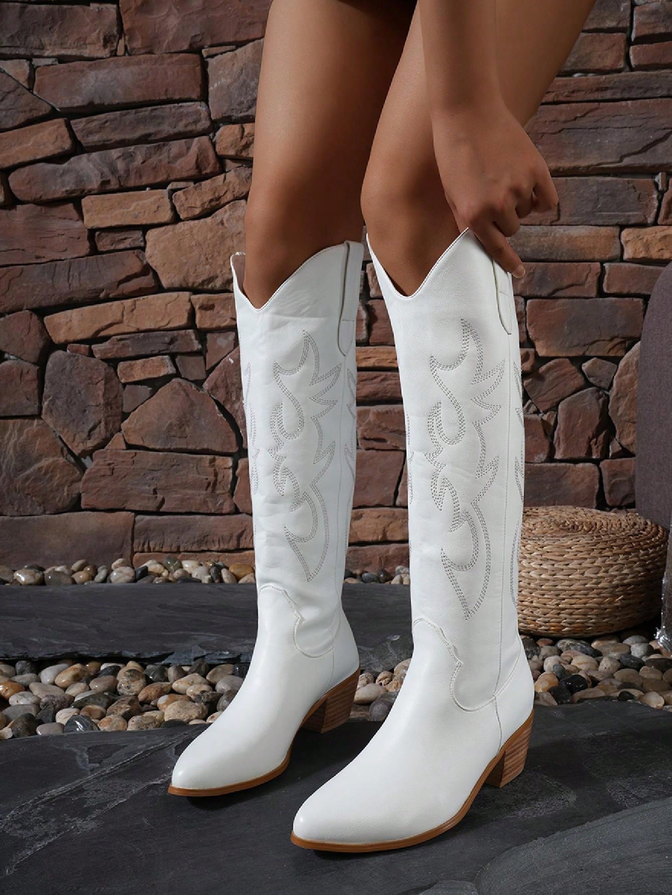 In White Women Knee-High Boots