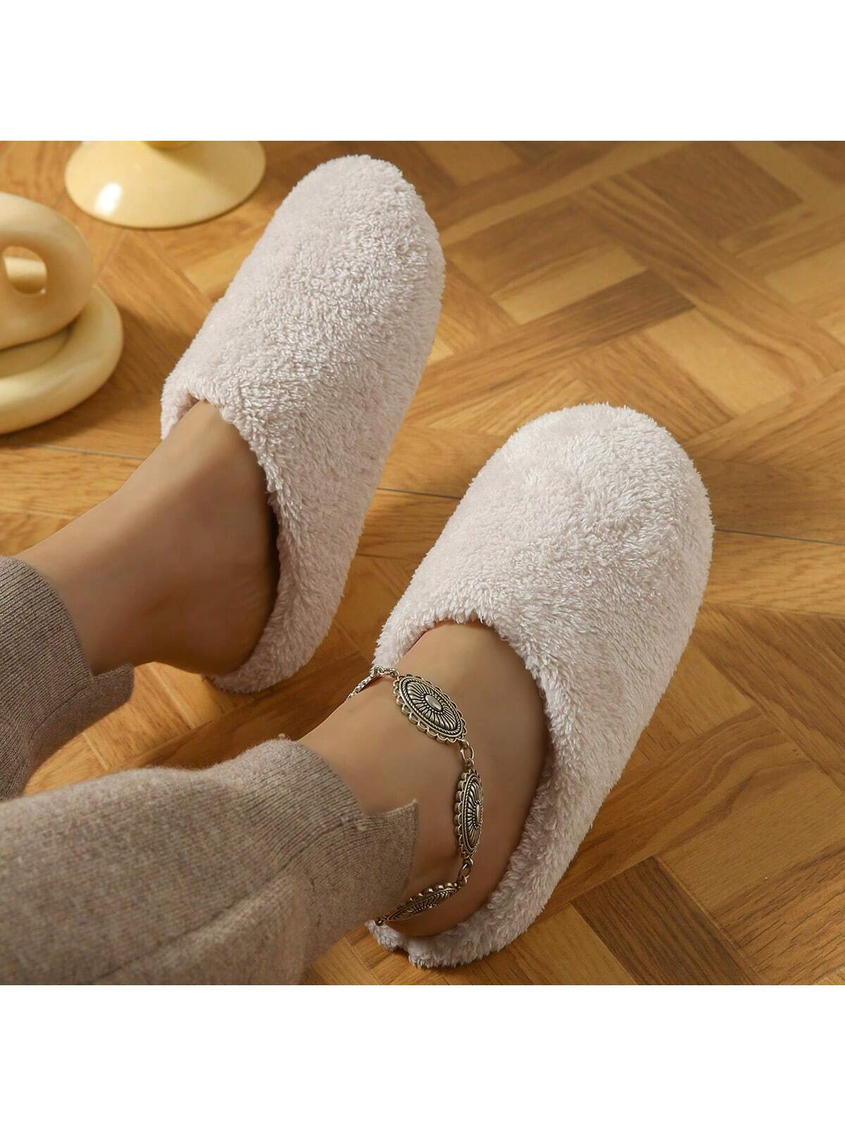 In Beige Women Home Slippers