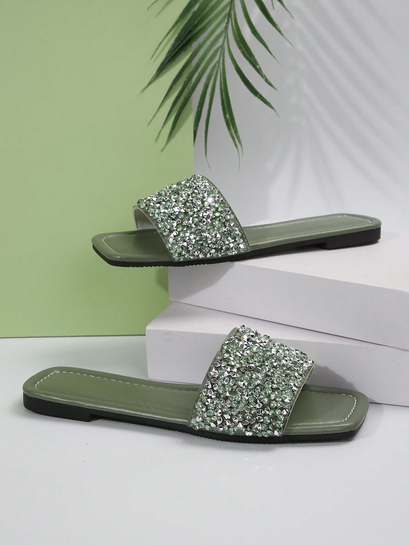 In Green Women Flat Sandals