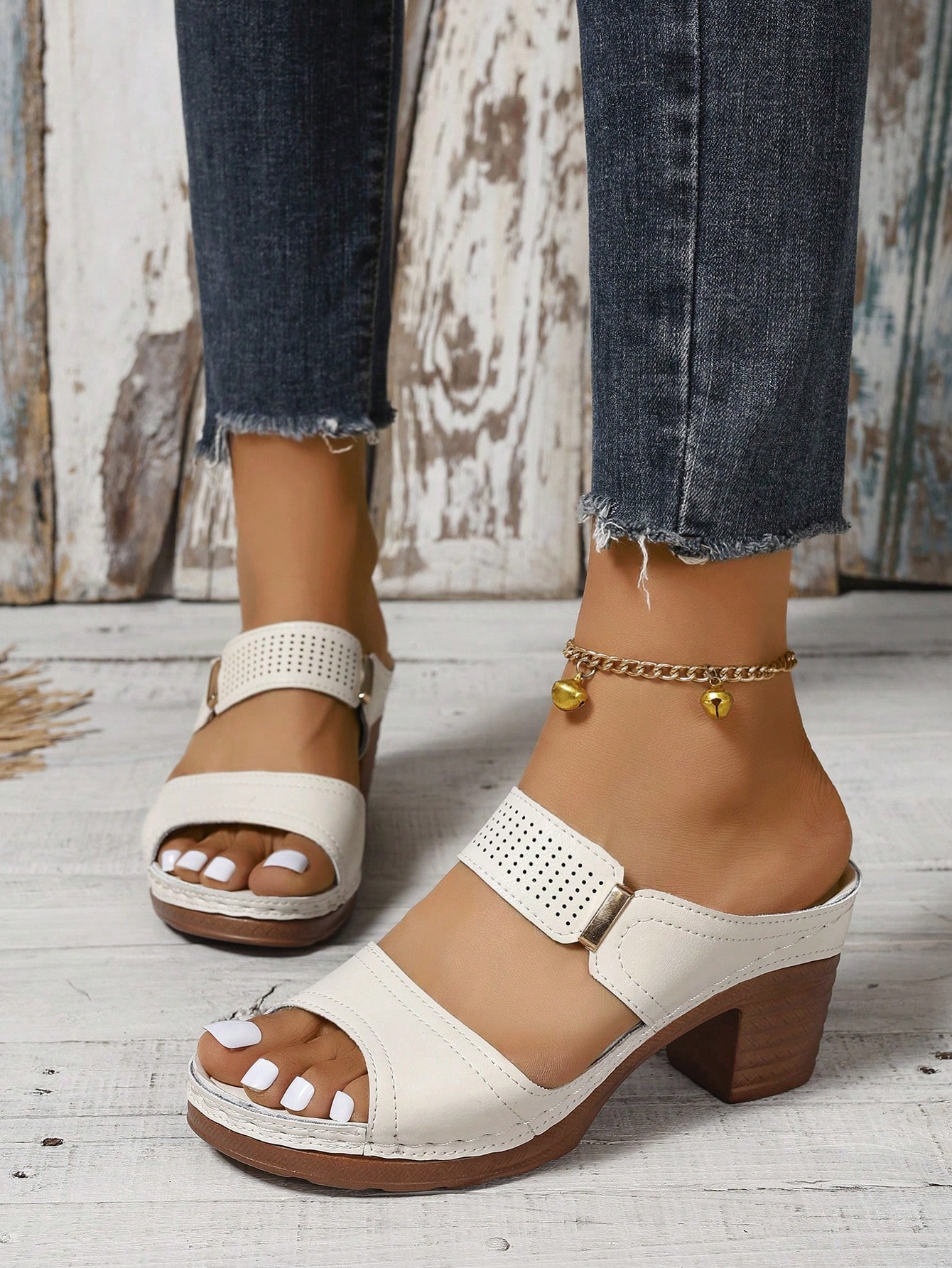 In Beige Women Heeled Sandals