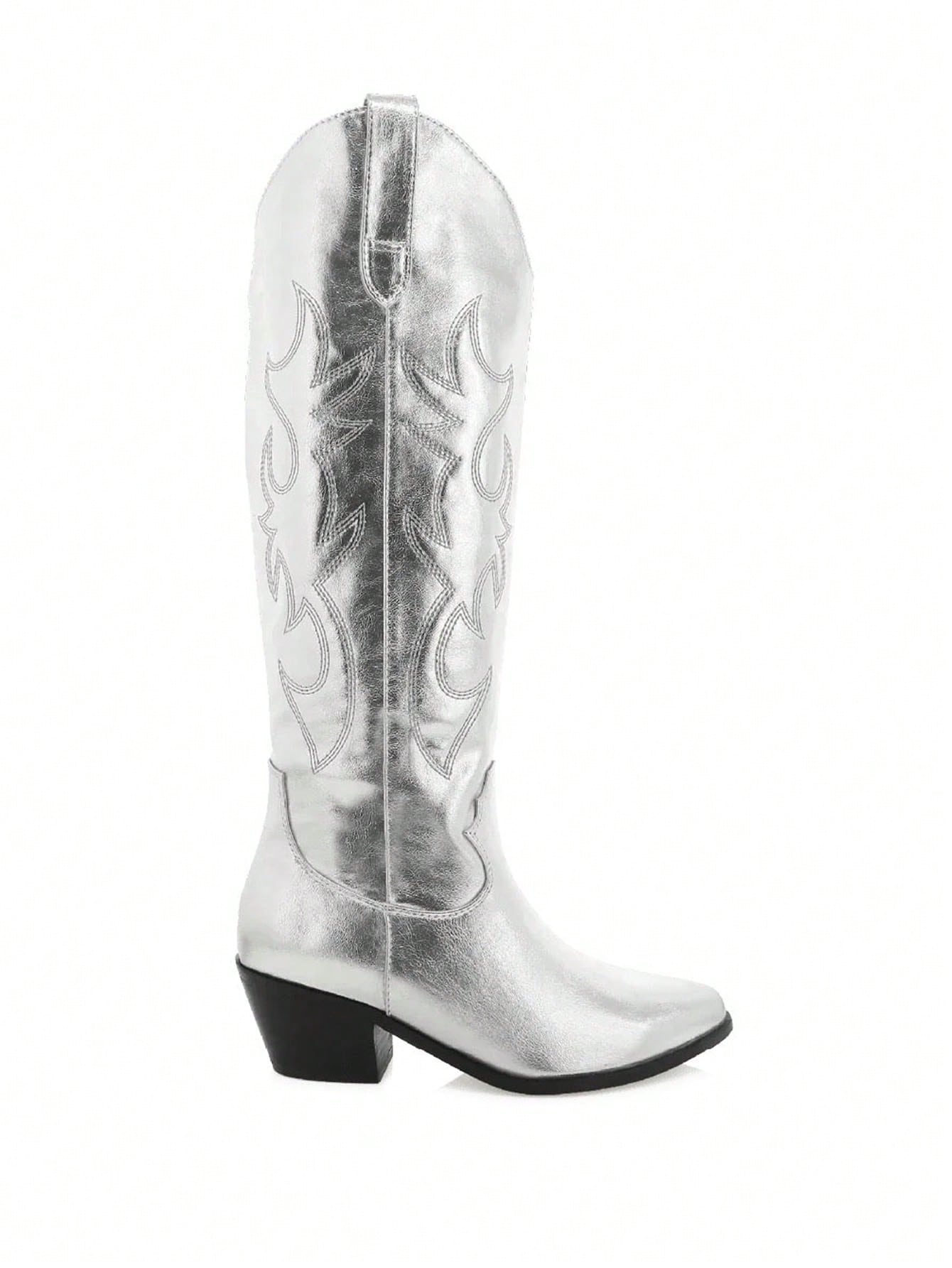 In Silver Women Knee-High Boots