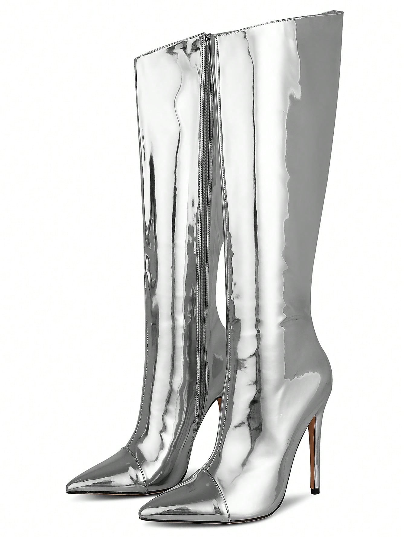 In Silver Women Knee-High Boots