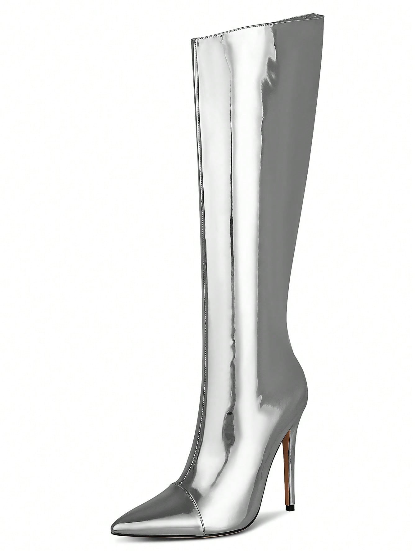 In Silver Women Knee-High Boots