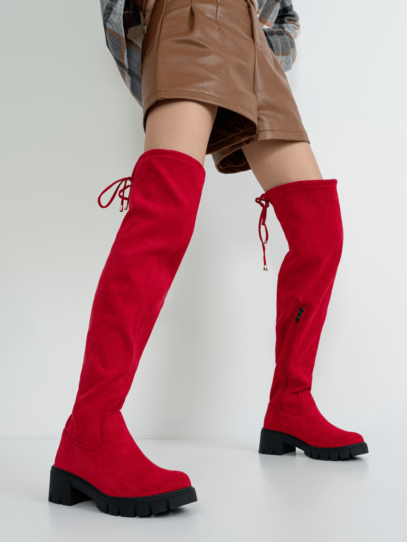 In Red Women Over-the-Knee Boots