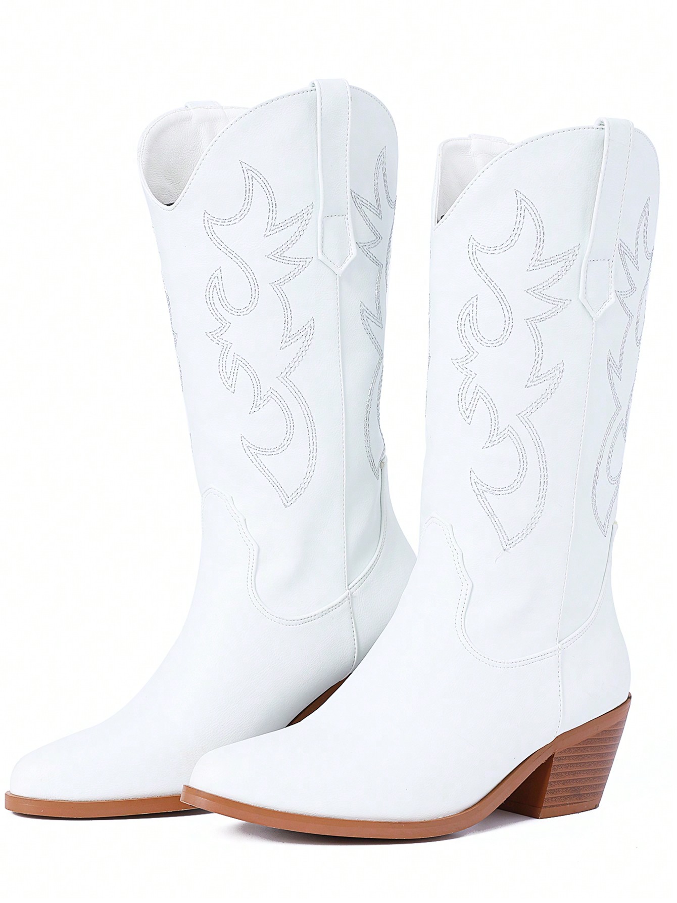 In White Women Mid-Calf Boots