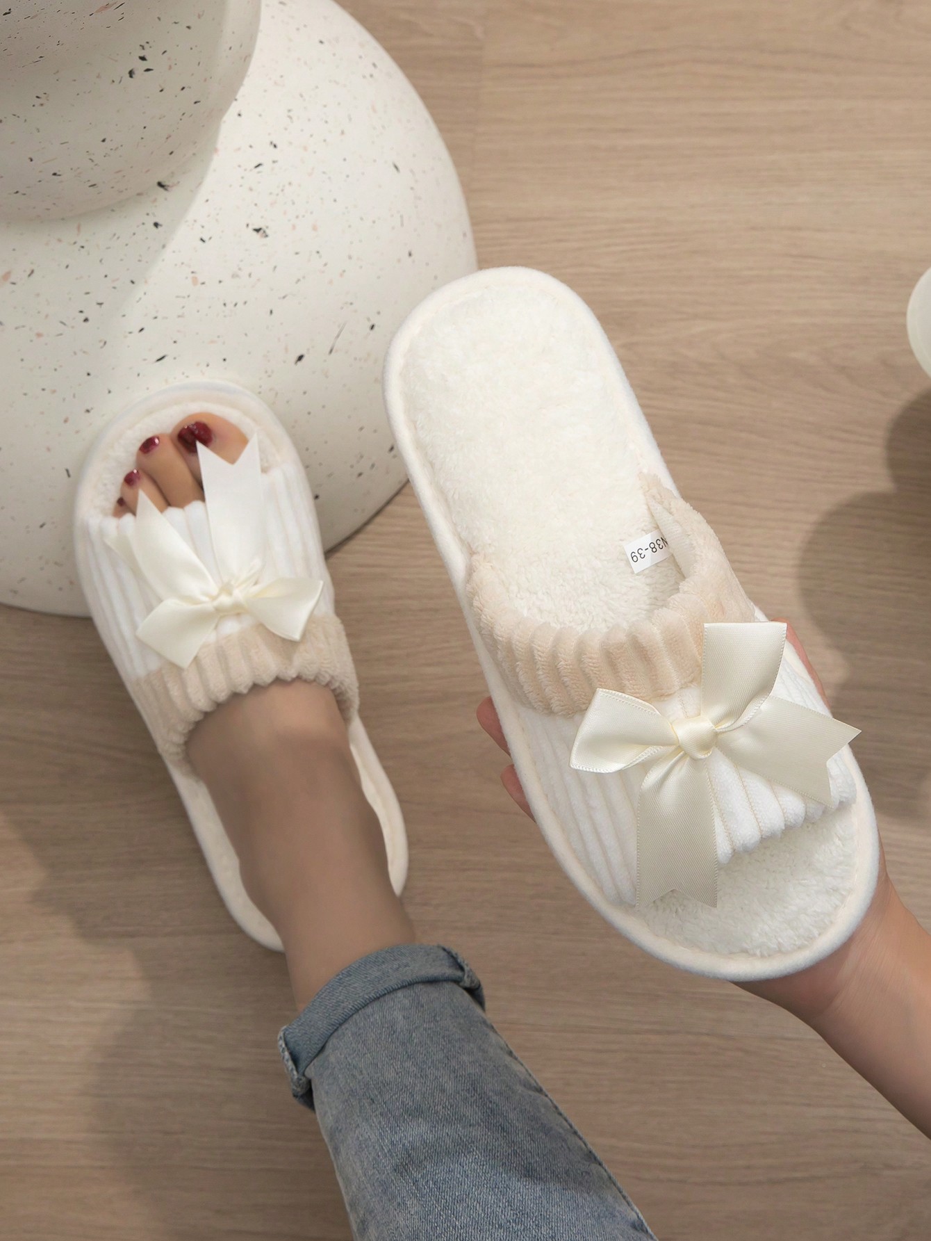 In Beige Women Home Slippers