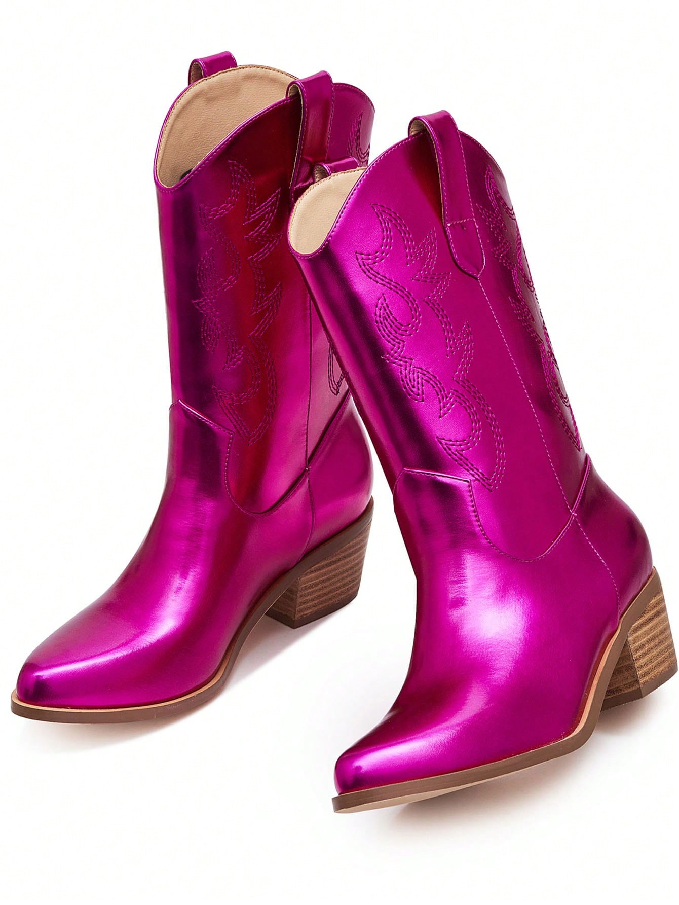 In Hot Pink Women Mid-Calf Boots