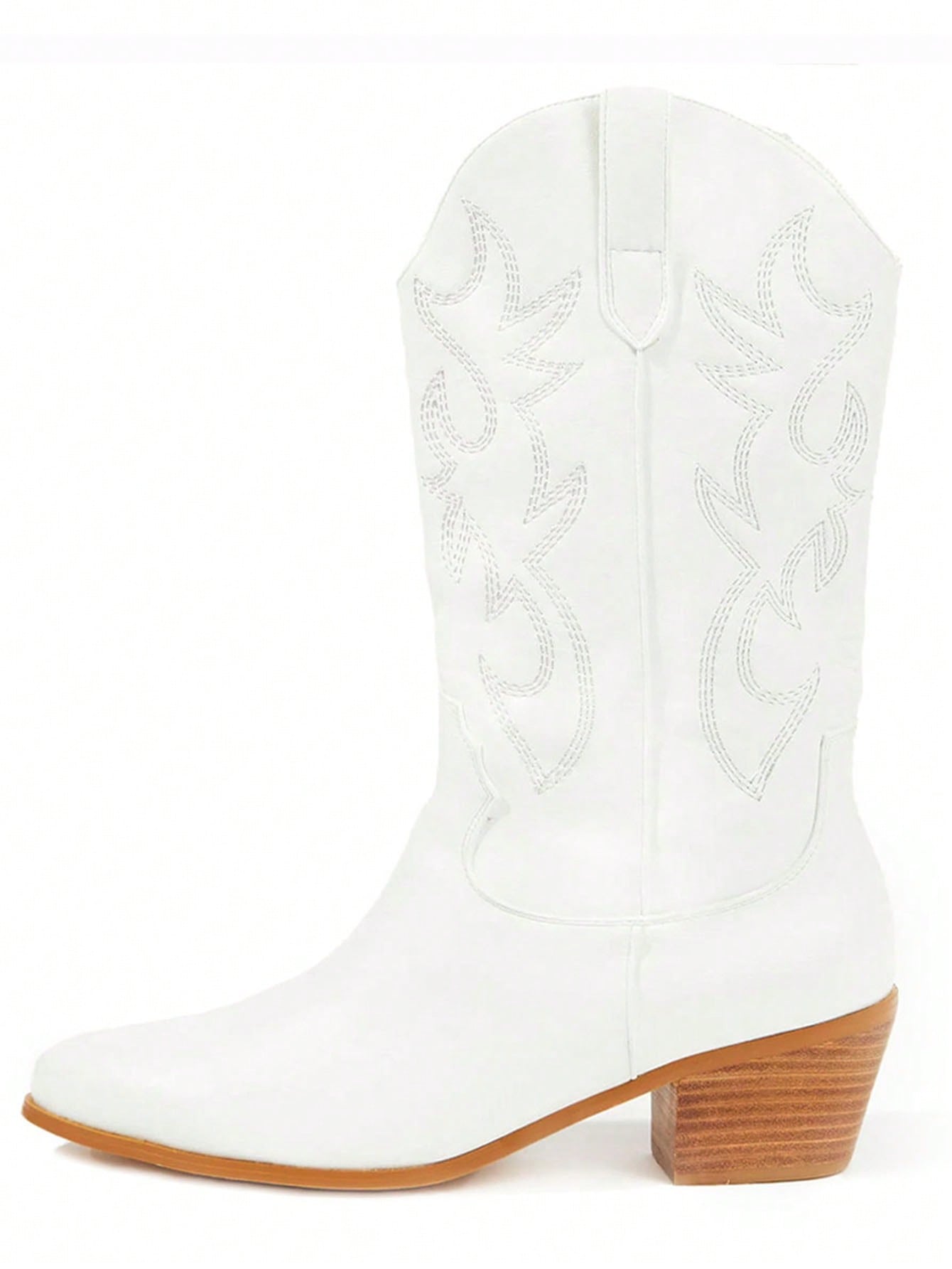 In White Women Mid-Calf Boots