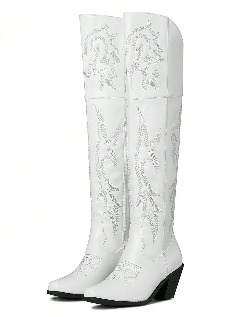 In White Women Knee-High Boots