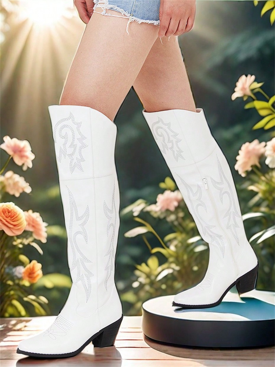 In White Women Knee-High Boots