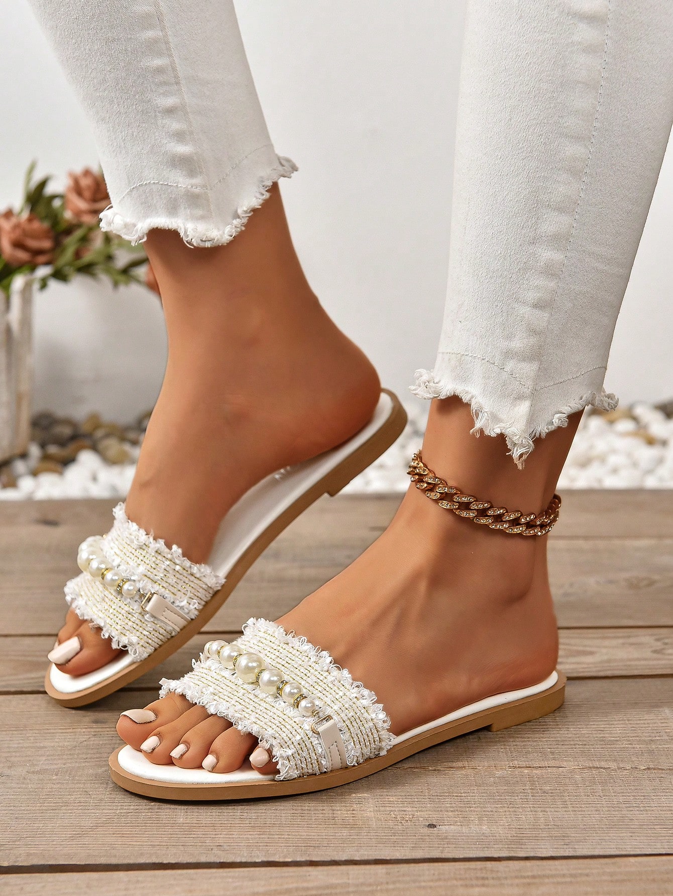 In Beige Women Flat Sandals