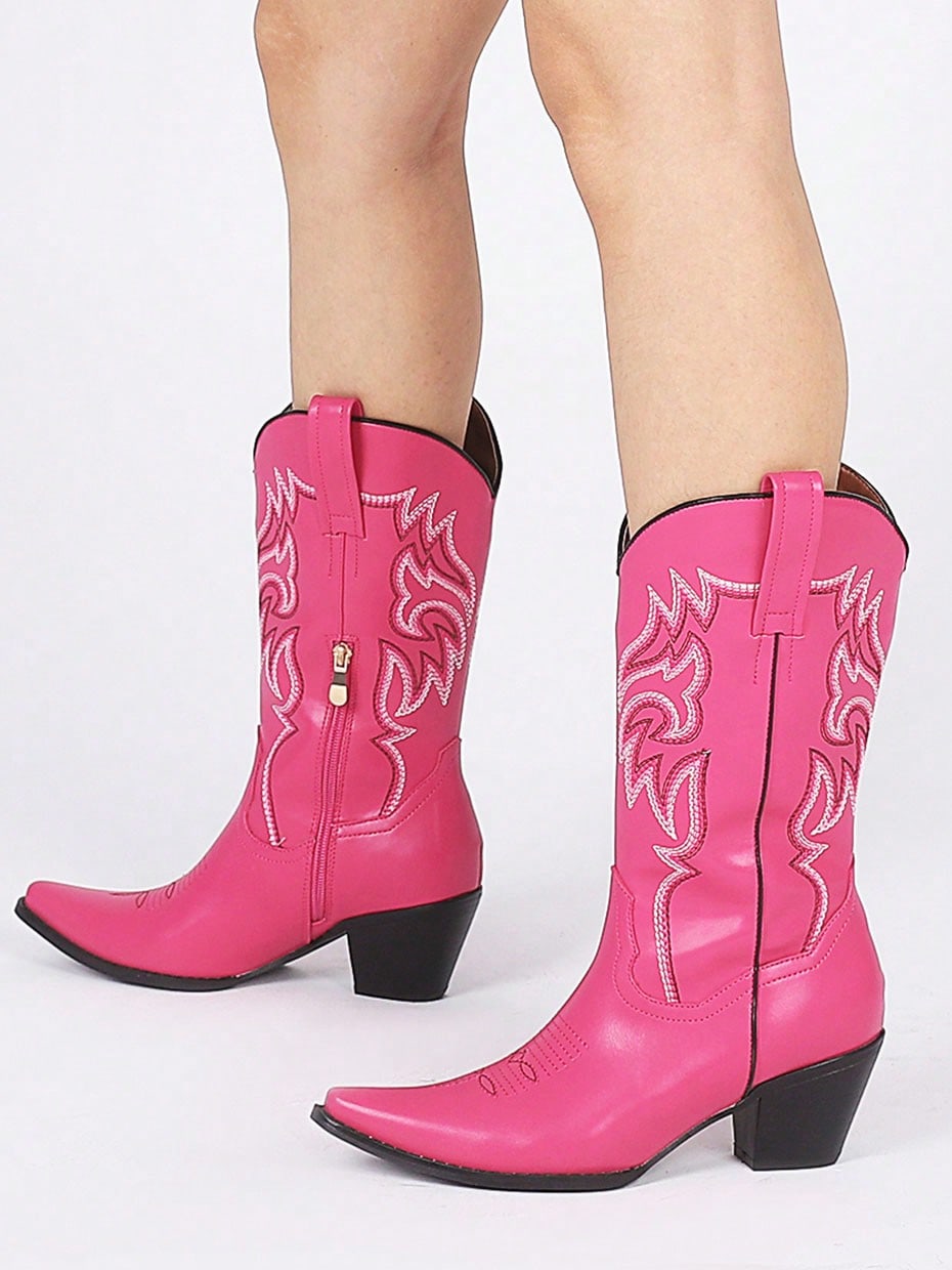 In Hot Pink Women Mid-Calf Boots