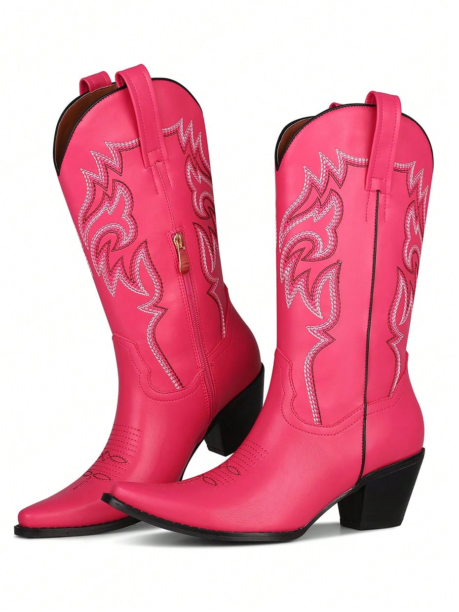 In Hot Pink Women Mid-Calf Boots