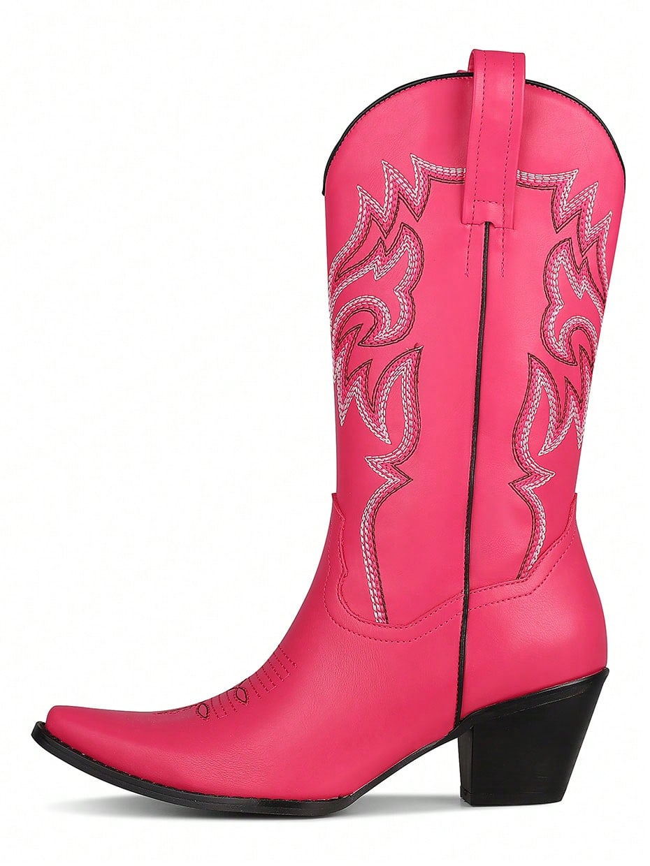 In Hot Pink Women Mid-Calf Boots