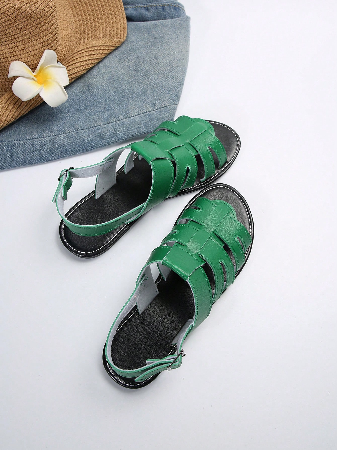 In Green Women Flat Sandals