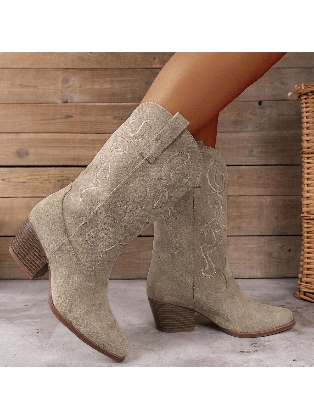 In Beige Women Mid-Calf Boots