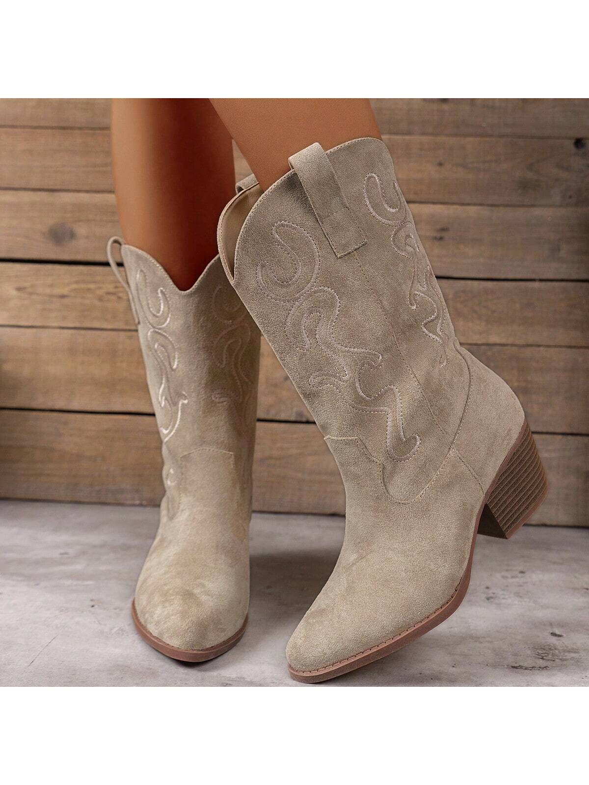 In Beige Women Mid-Calf Boots