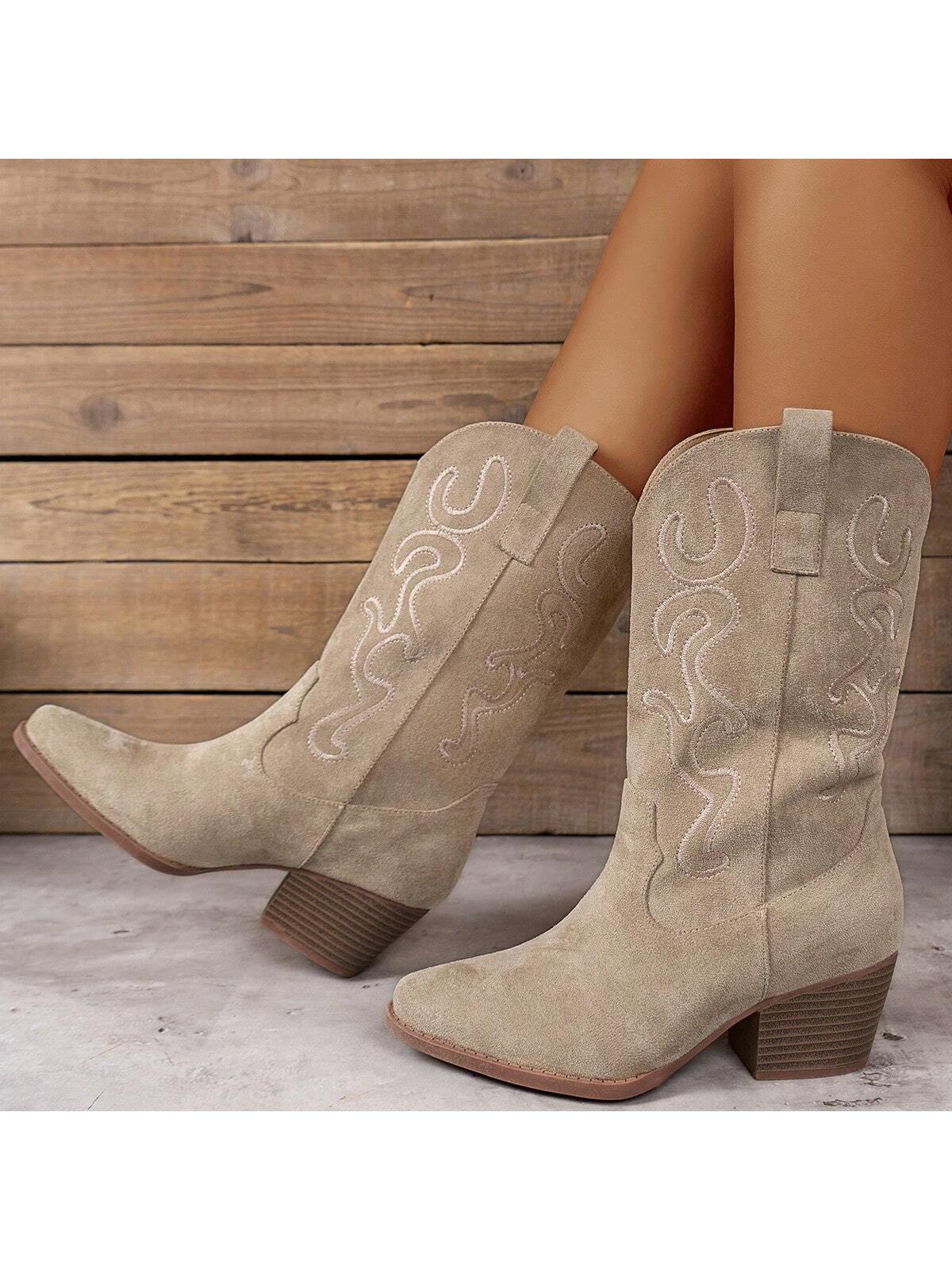 In Beige Women Mid-Calf Boots