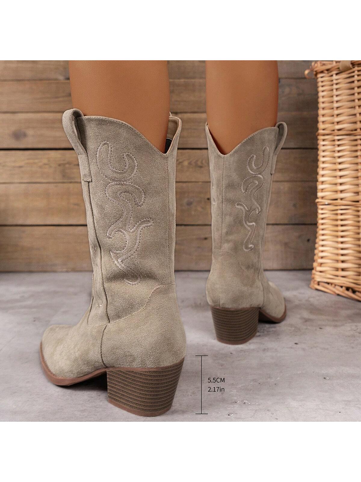 In Beige Women Mid-Calf Boots