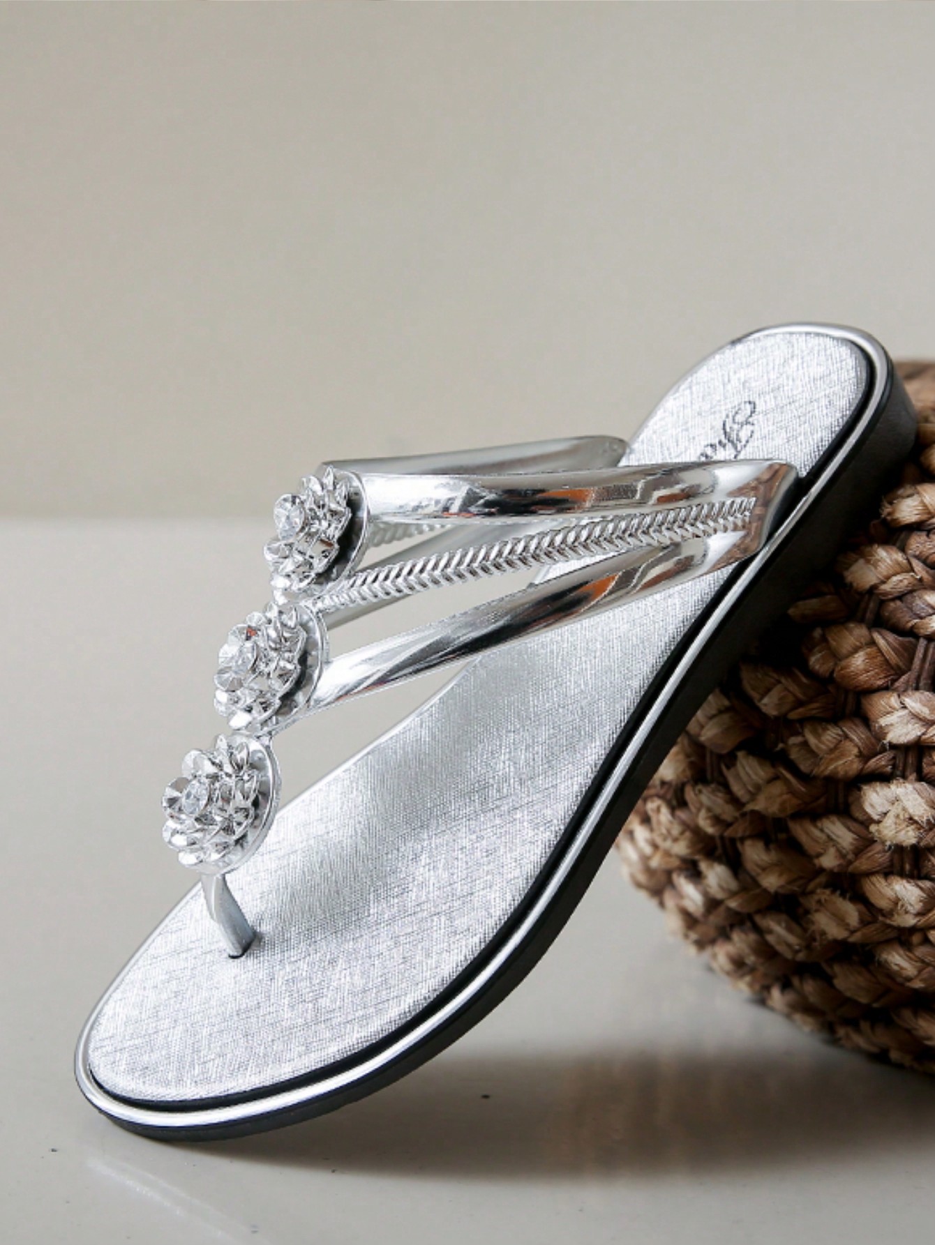 In Silver Women Slippers