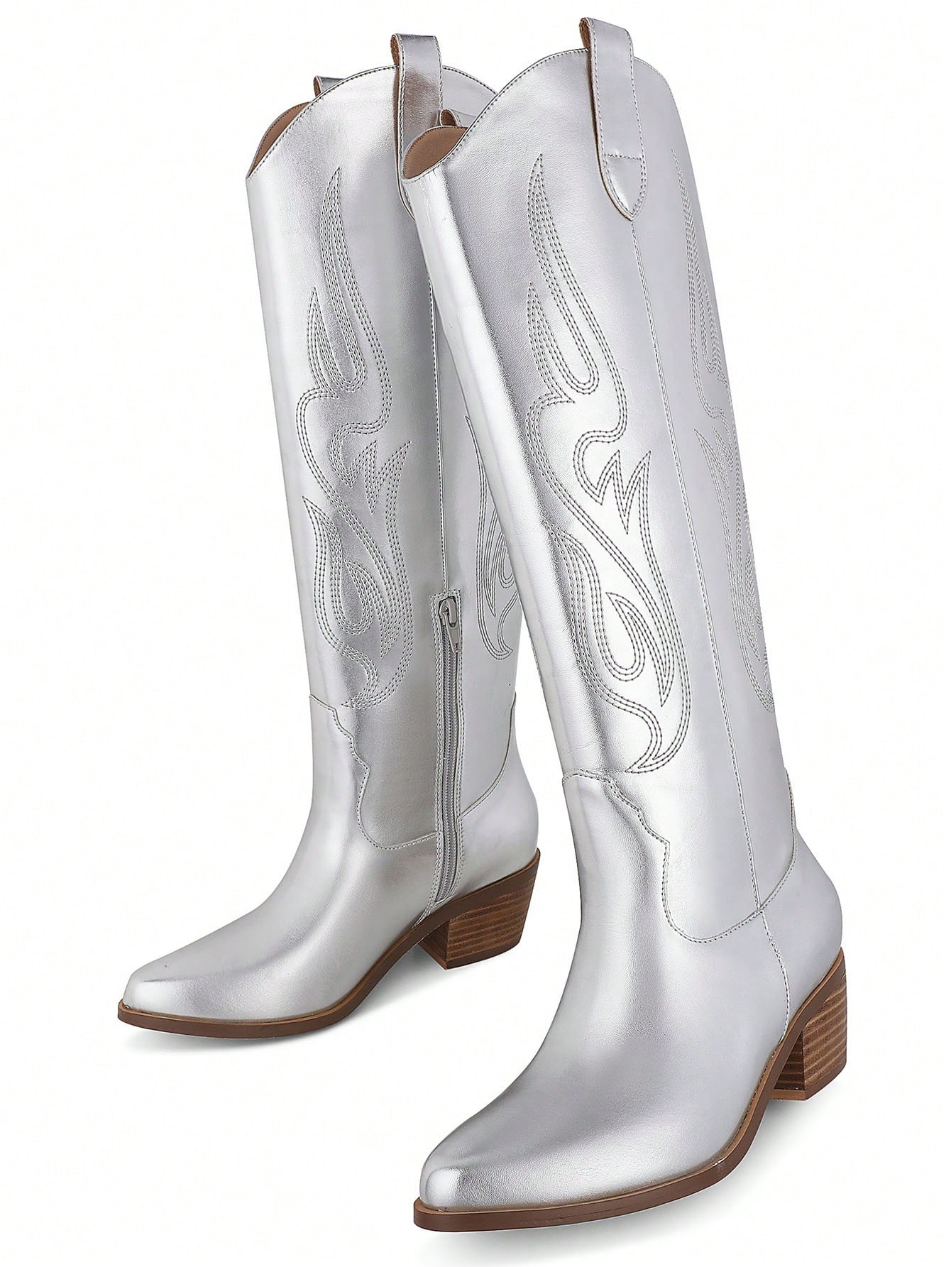 In Silver Women Knee-High Boots