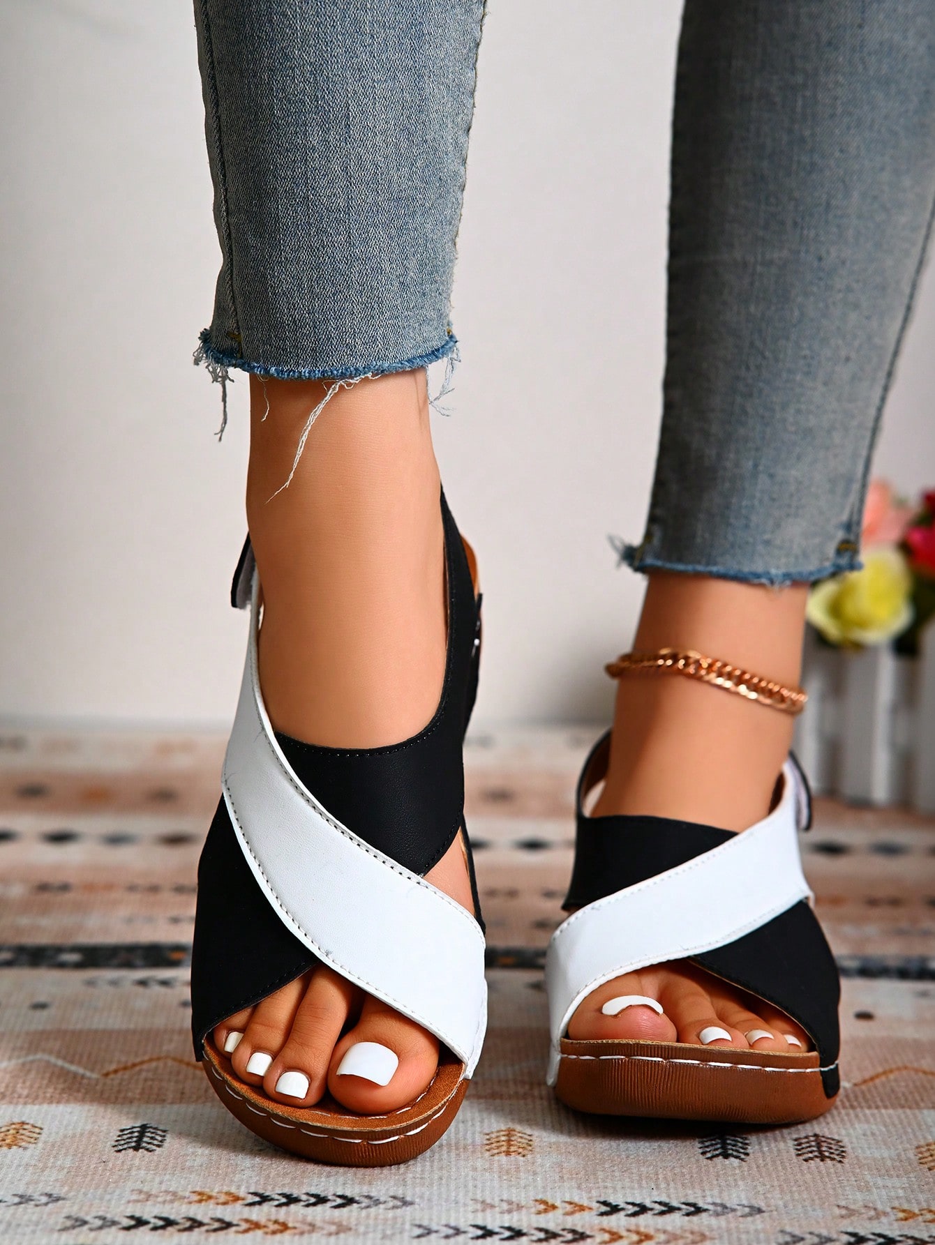 In Black and White Women Sandals