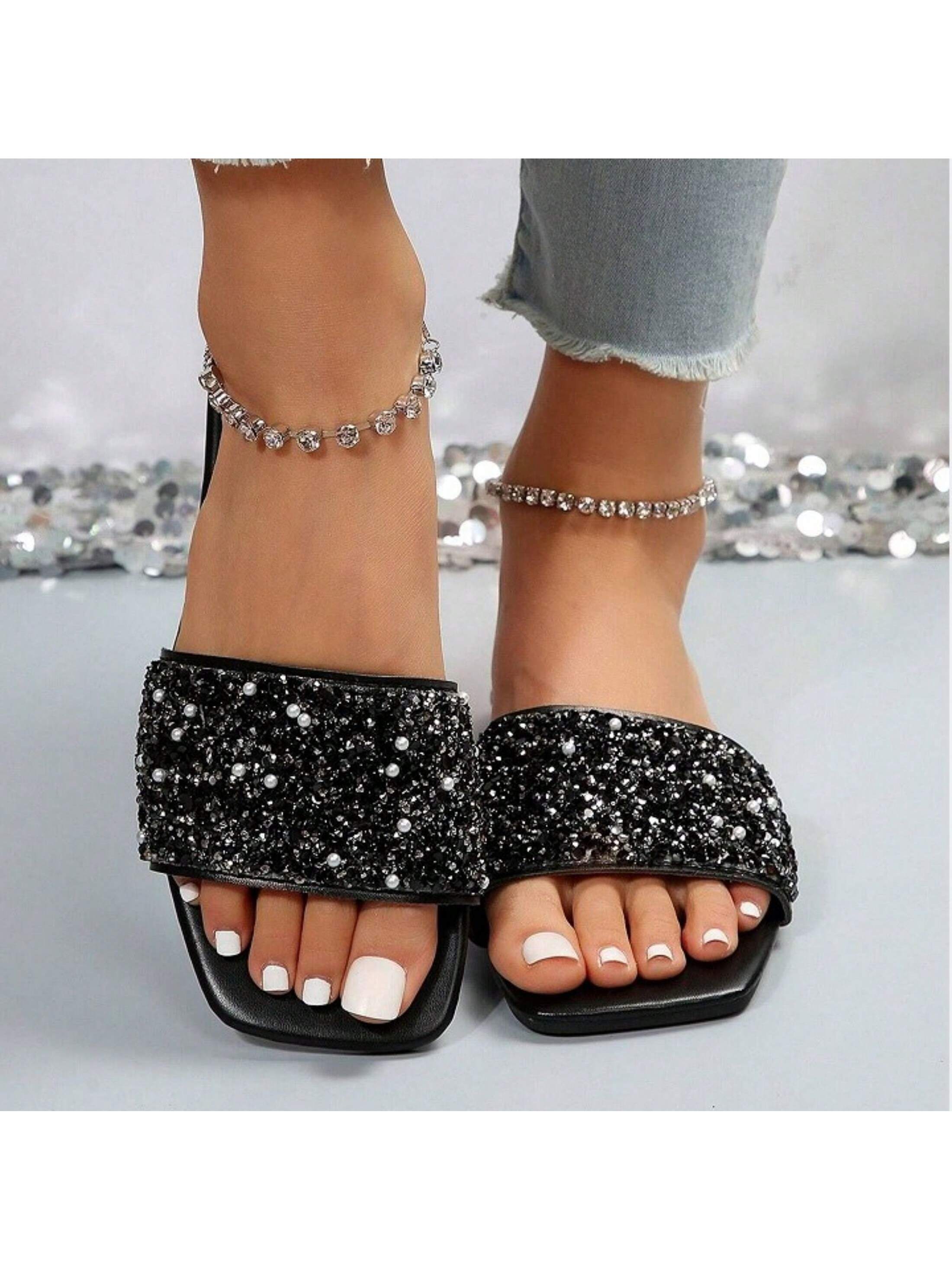 In Black and White Women Sandals