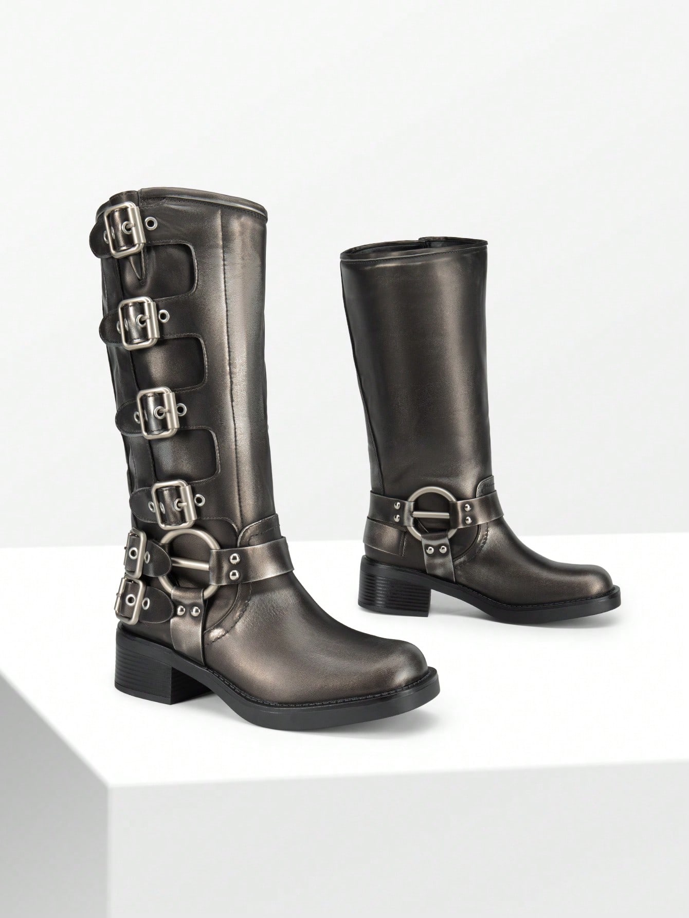 In Silver Women Knee-High Boots